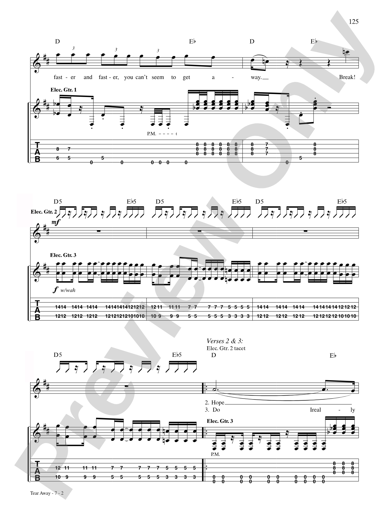 Tear Away: Authentic Guitar TAB