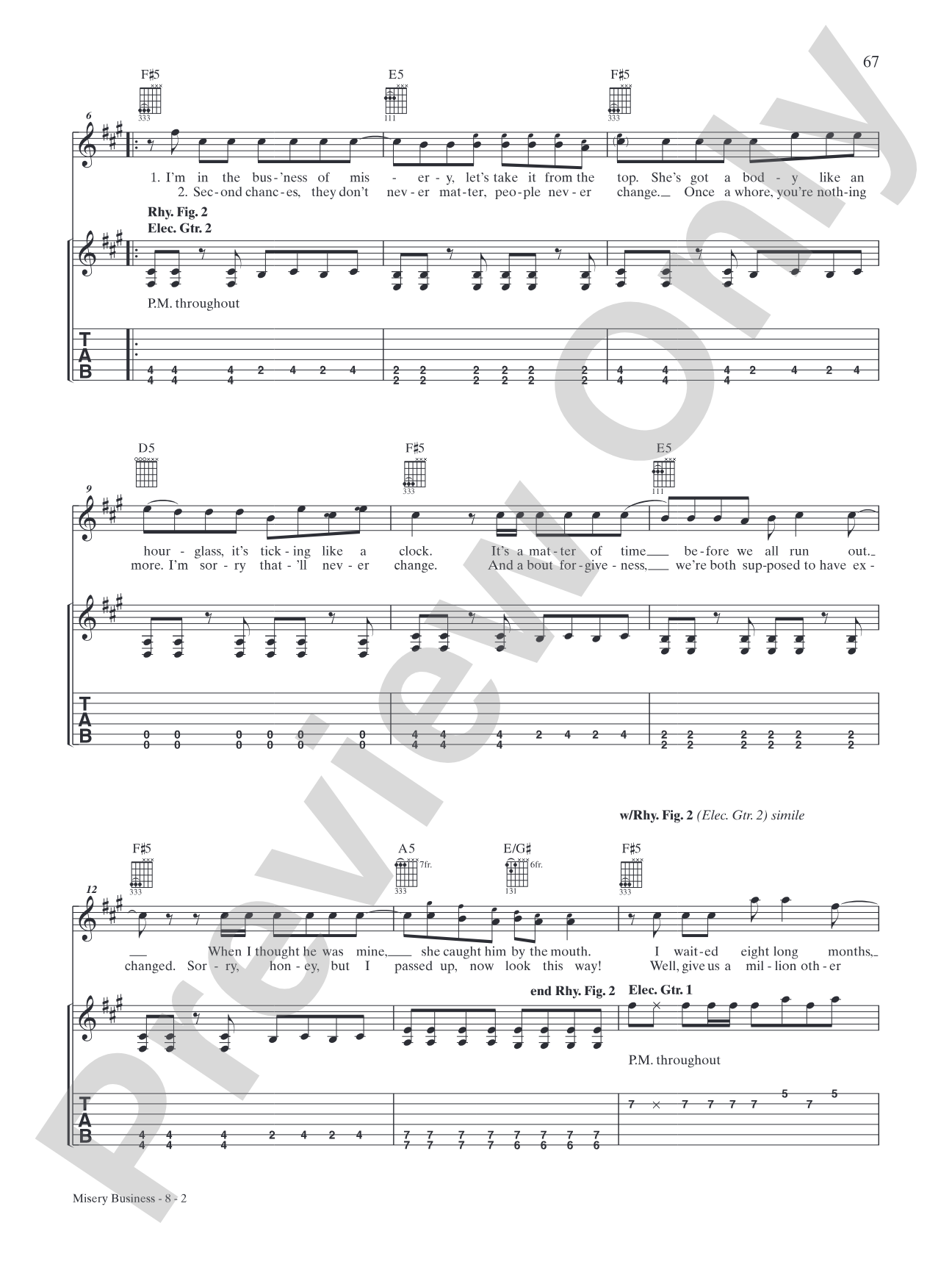 Misery Business: Authentic Guitar TAB