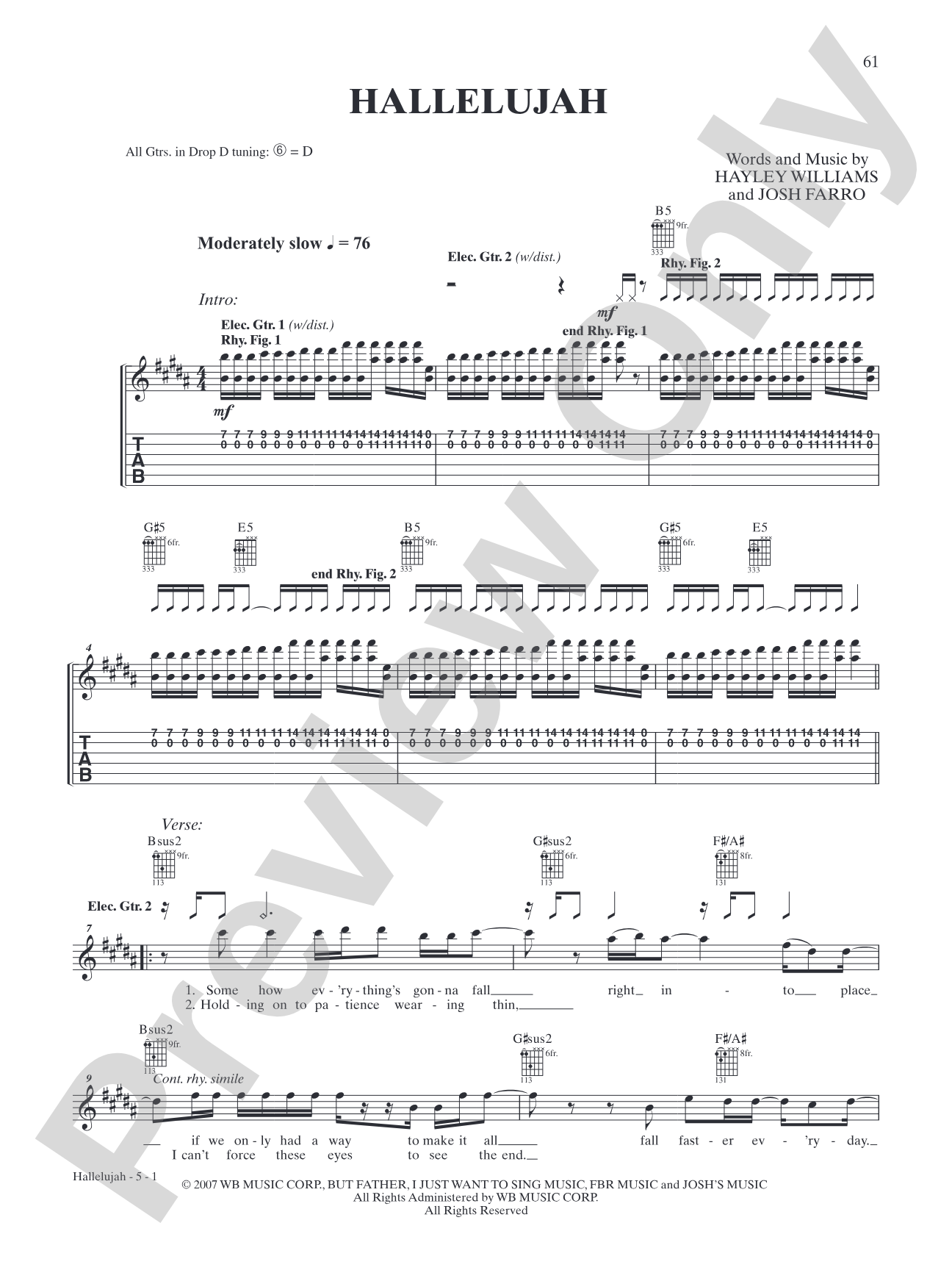 Hallelujah: Authentic Guitar TAB