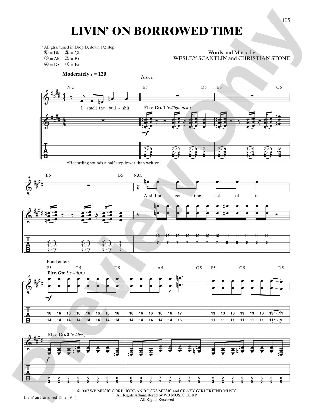 Livin' On Borrowed Time: Authentic Guitar TAB
