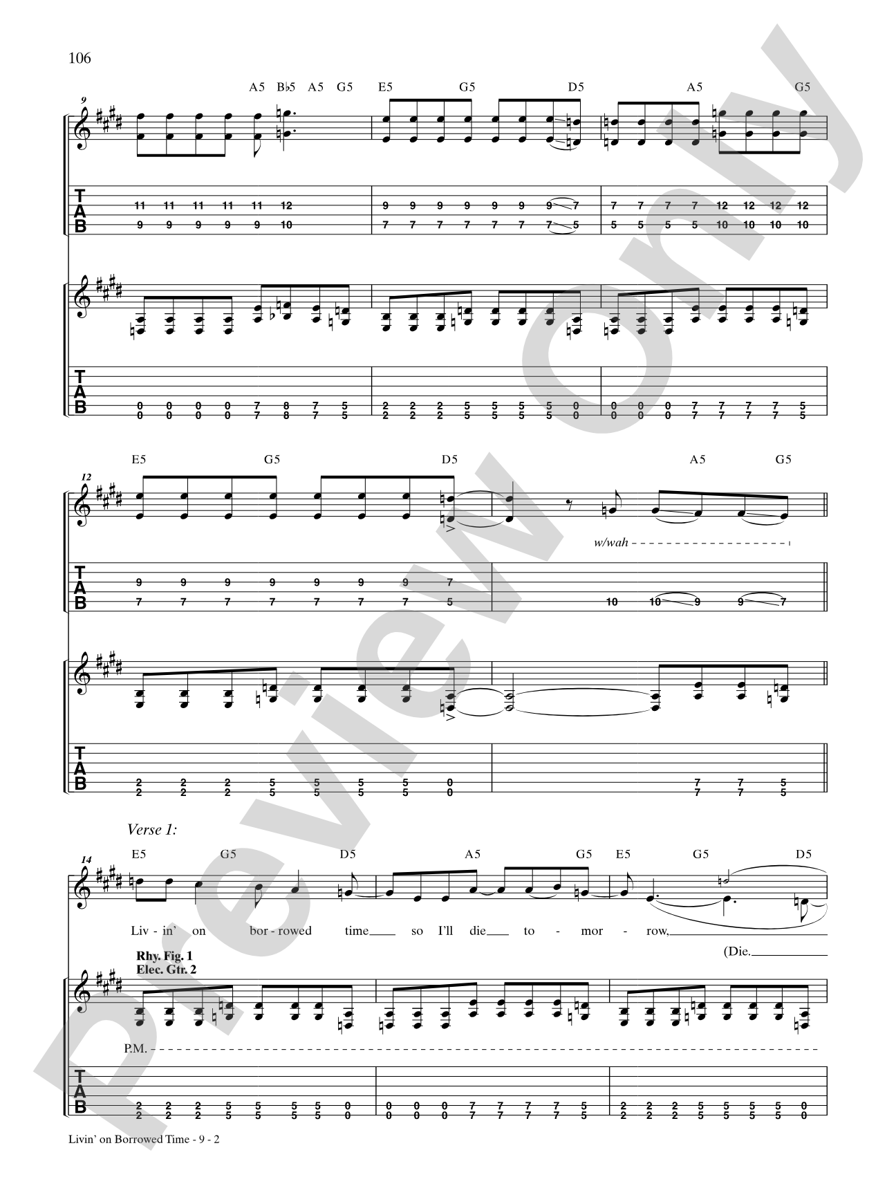 Livin' On Borrowed Time: Authentic Guitar TAB