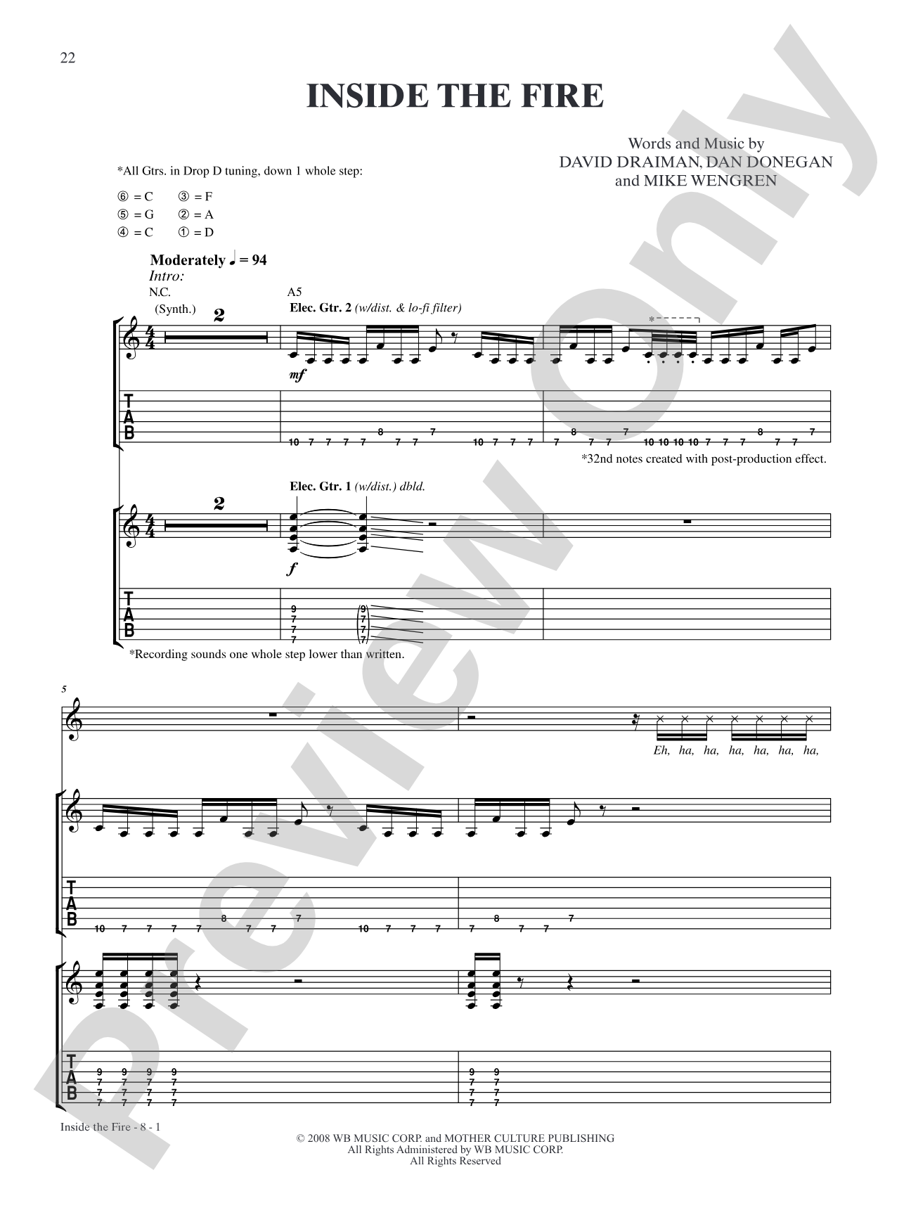 Inside the Fire: Authentic Guitar TAB