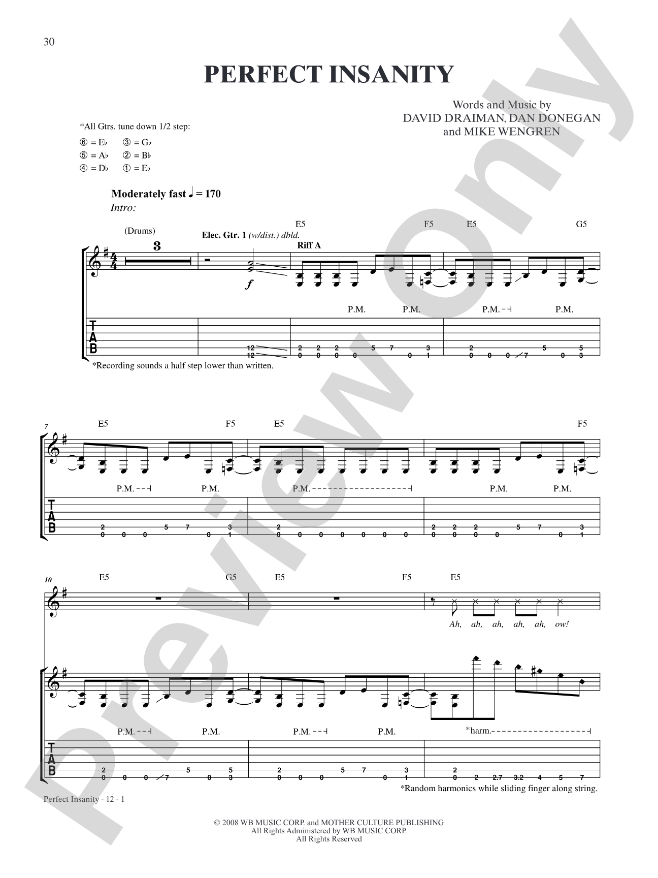 Perfect Insanity: Authentic Guitar TAB