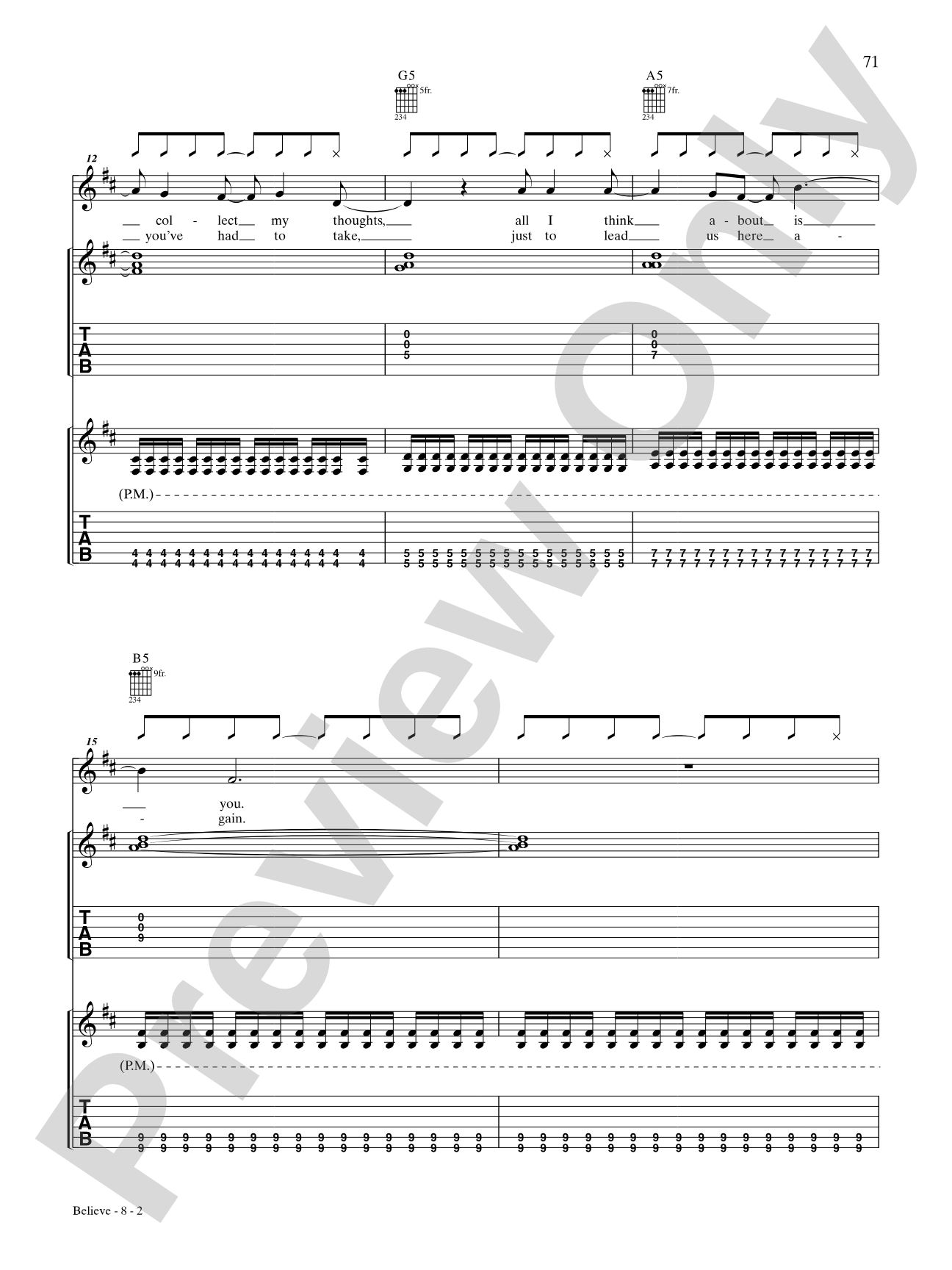 Believe: Authentic Guitar TAB