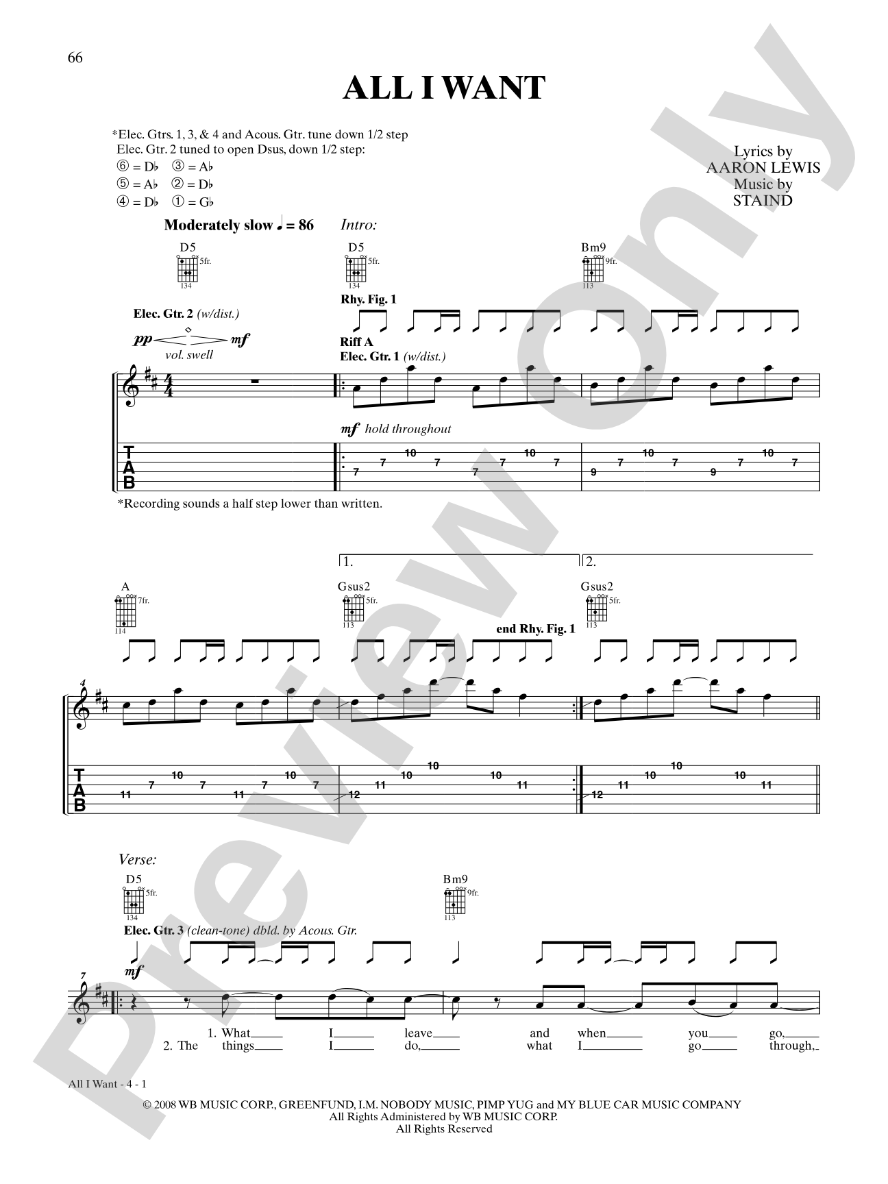 All I Want: Authentic Guitar TAB