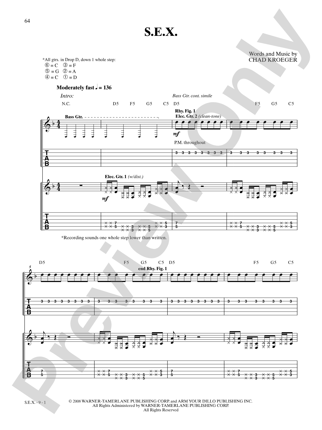 S.E.X.: Authentic Guitar TAB