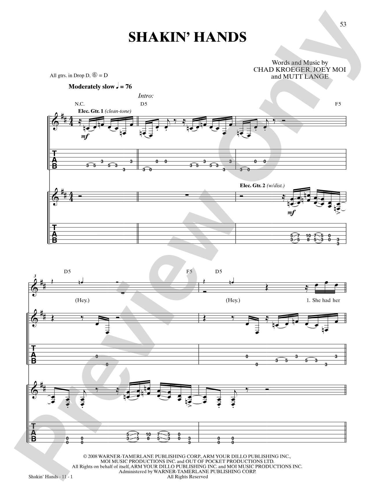 Shakin' Hands: Authentic Guitar TAB