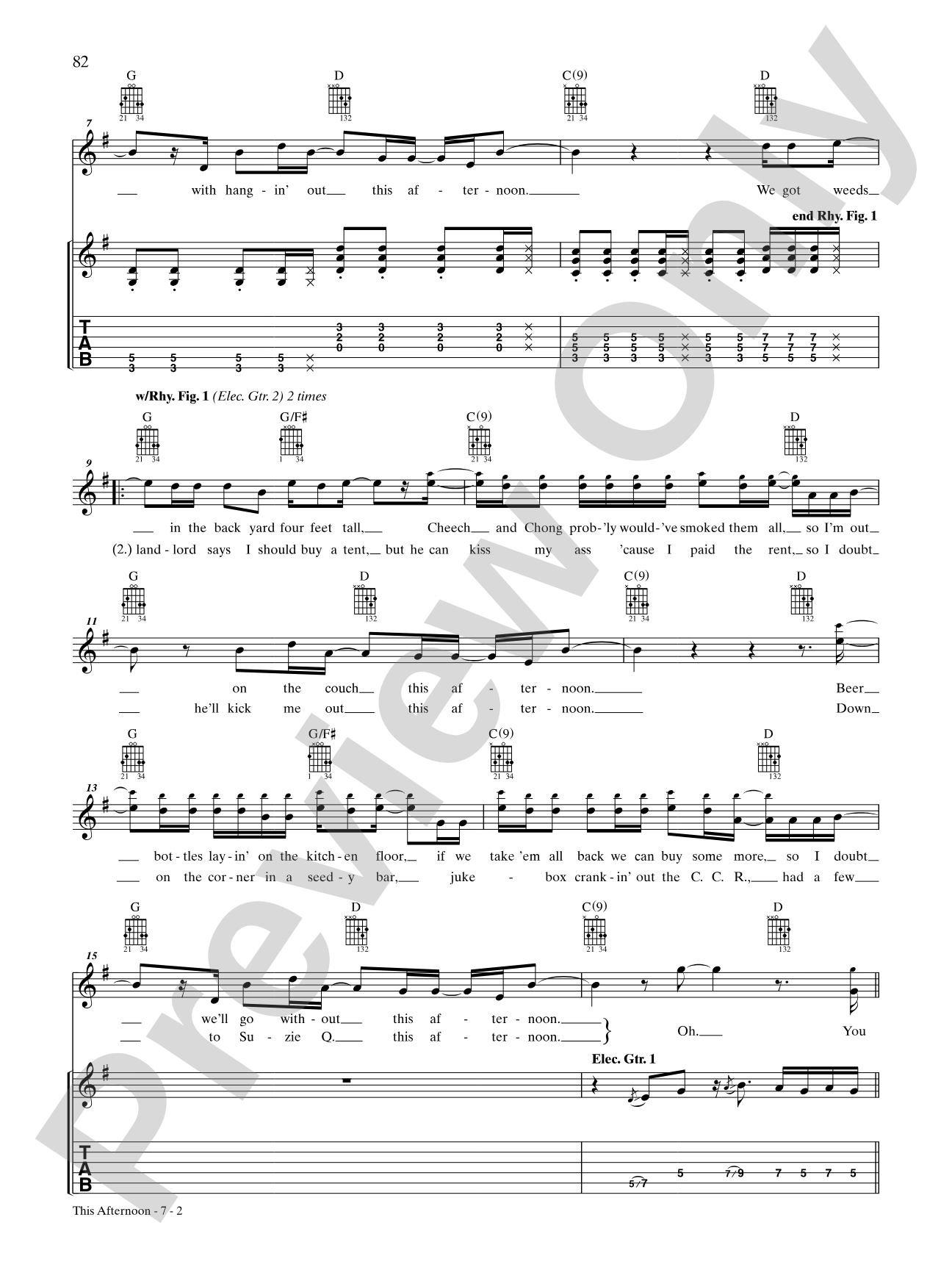 This Afternoon: Authentic Guitar TAB