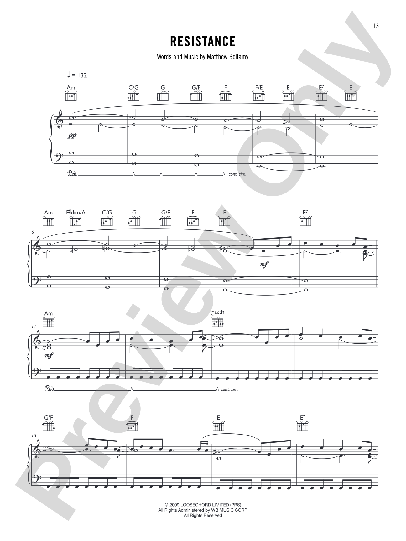 Resistance: Piano/Vocal/Chords