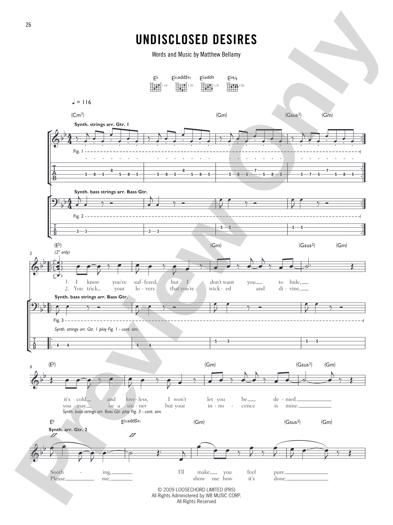 Undisclosed Desires: Authentic Guitar TAB