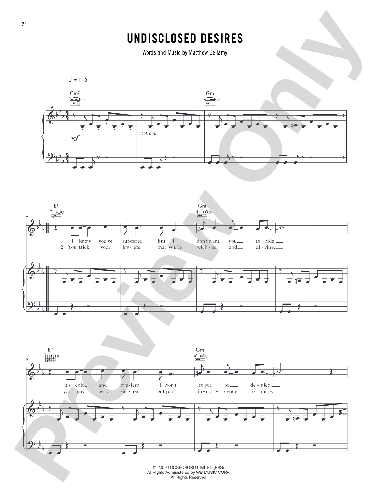 Undisclosed Desires: Piano/Vocal/Chords