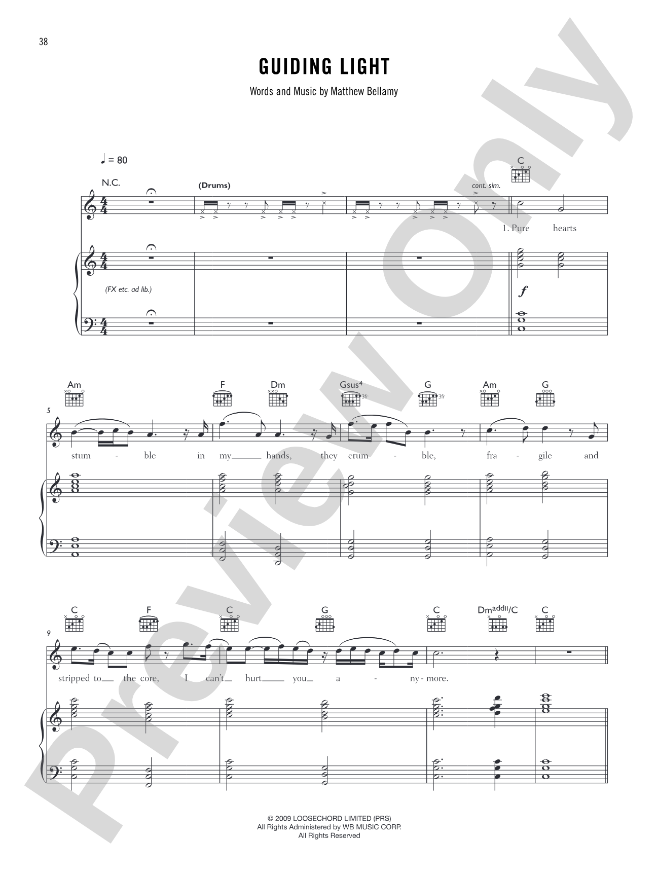 Guiding Light: Piano/Vocal/Chords