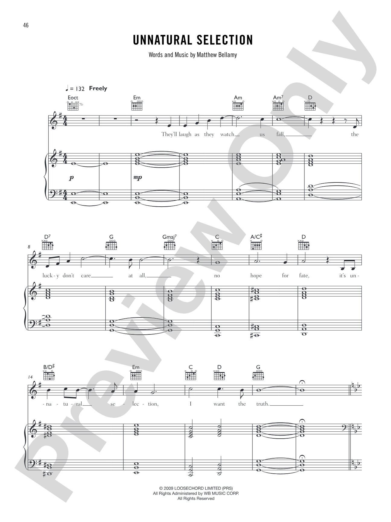 Unatural Selection: Piano/Vocal/Chords