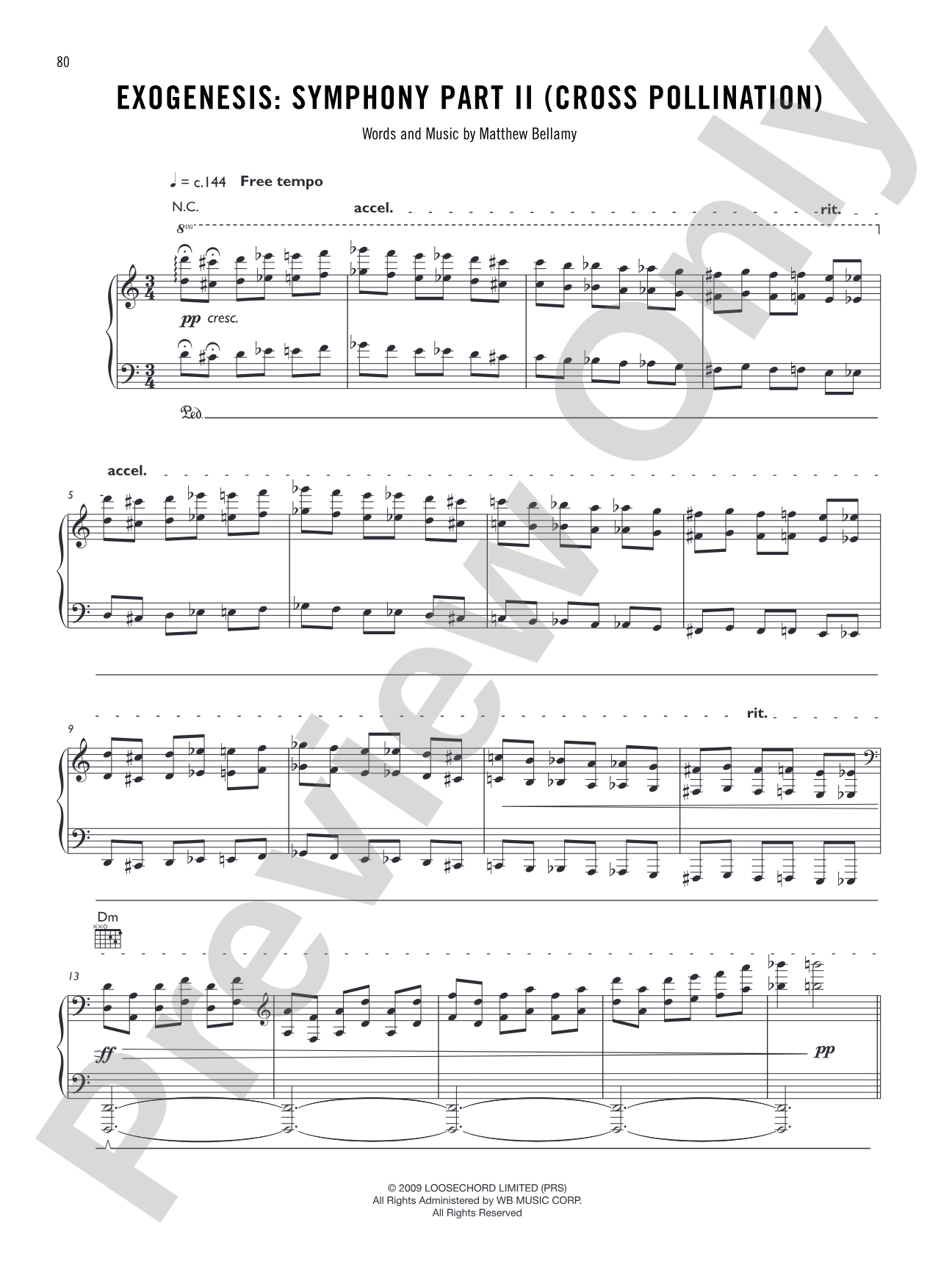 Exogenesis: Symphony Part II (Cross Pollination): Piano/Vocal/Chords
