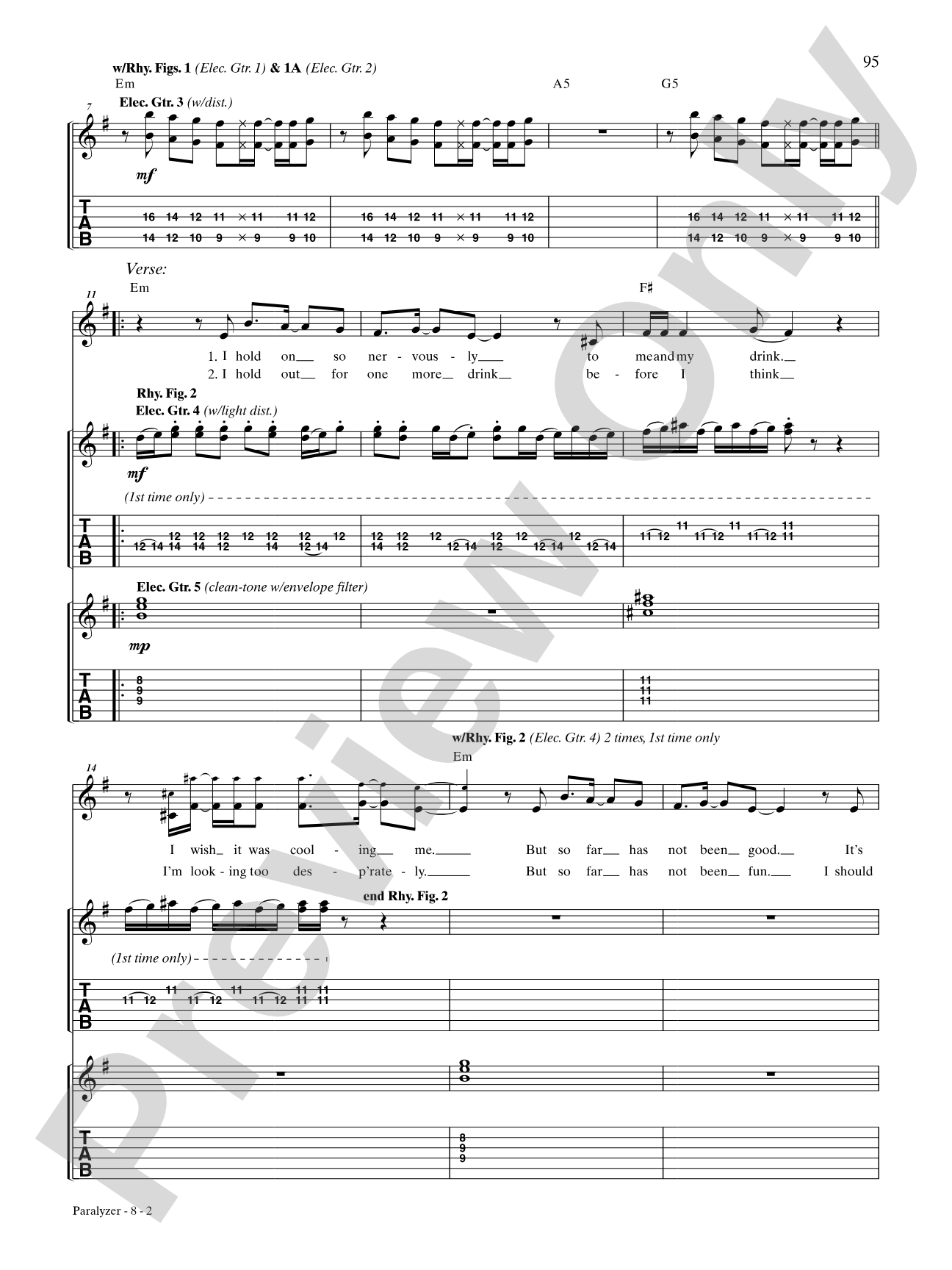 Paralyzer: Authentic Guitar TAB