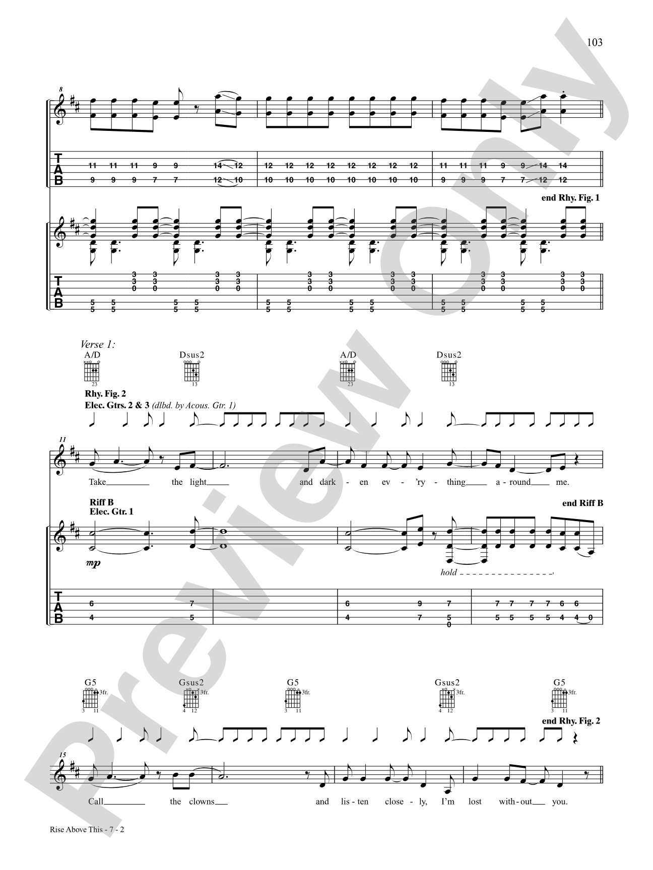 Rise Above This: Authentic Guitar TAB