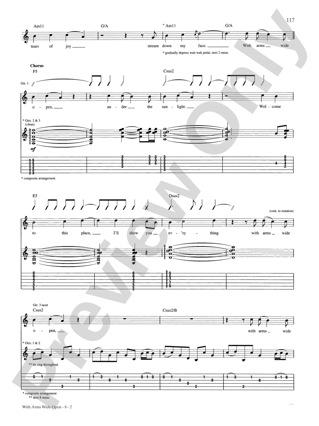 With Arms Wide Open: Authentic Guitar TAB