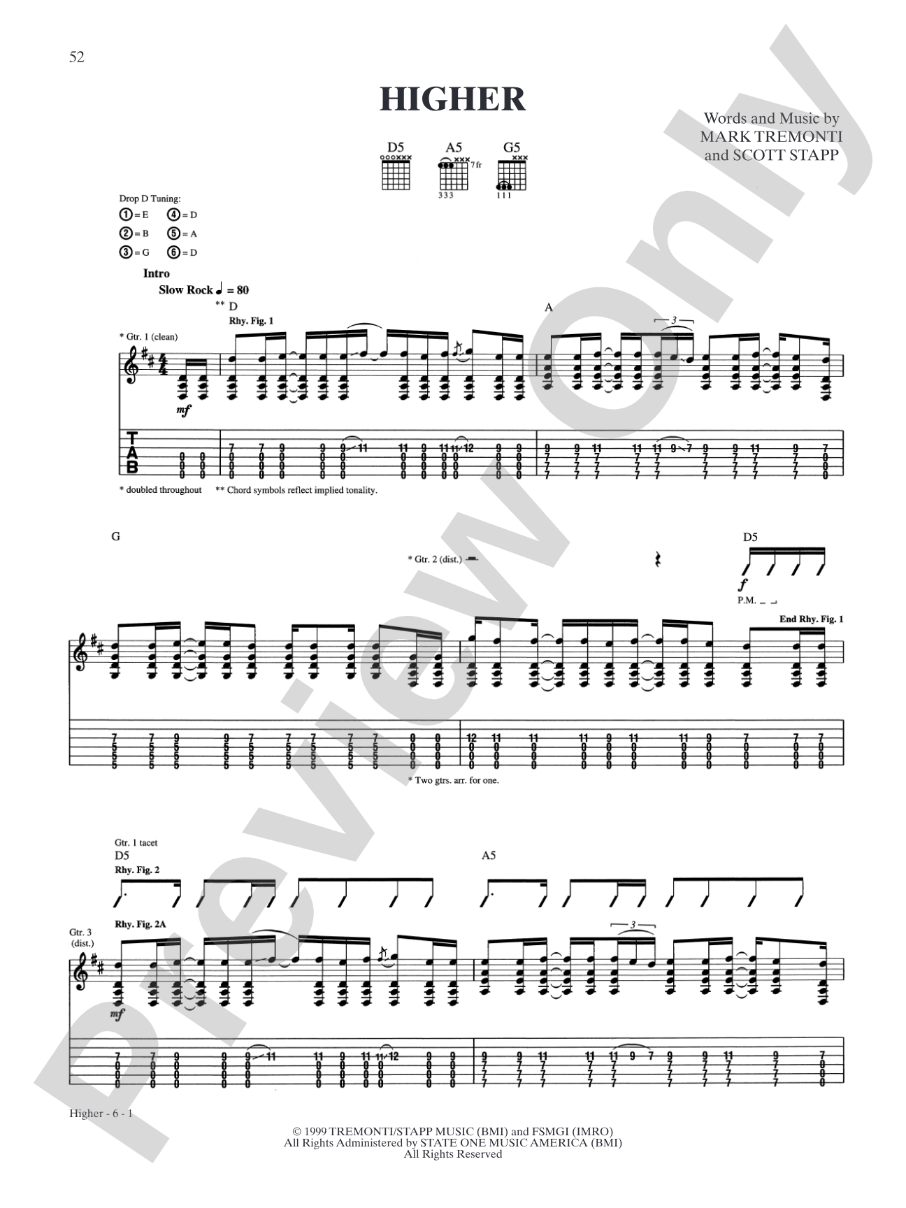 Higher: Authentic Guitar TAB