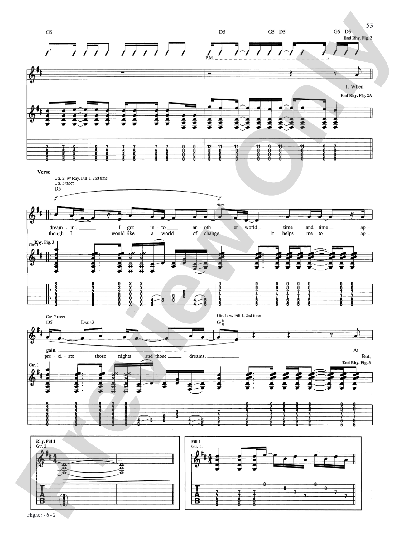 Higher: Authentic Guitar TAB
