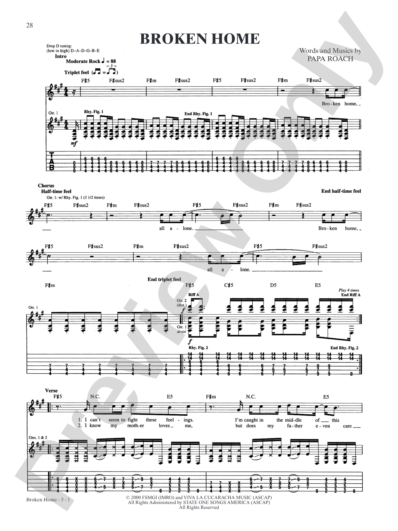 Broken Home: Authentic Guitar TAB