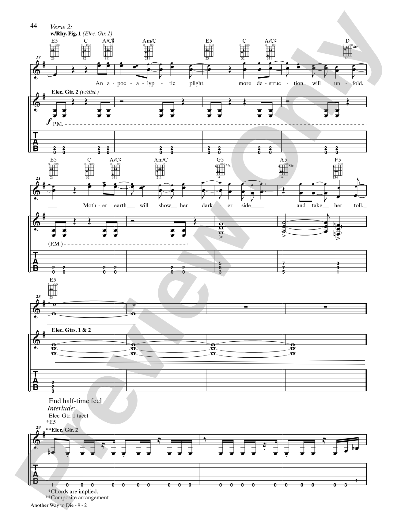 Another Way to Die: Authentic Guitar TAB