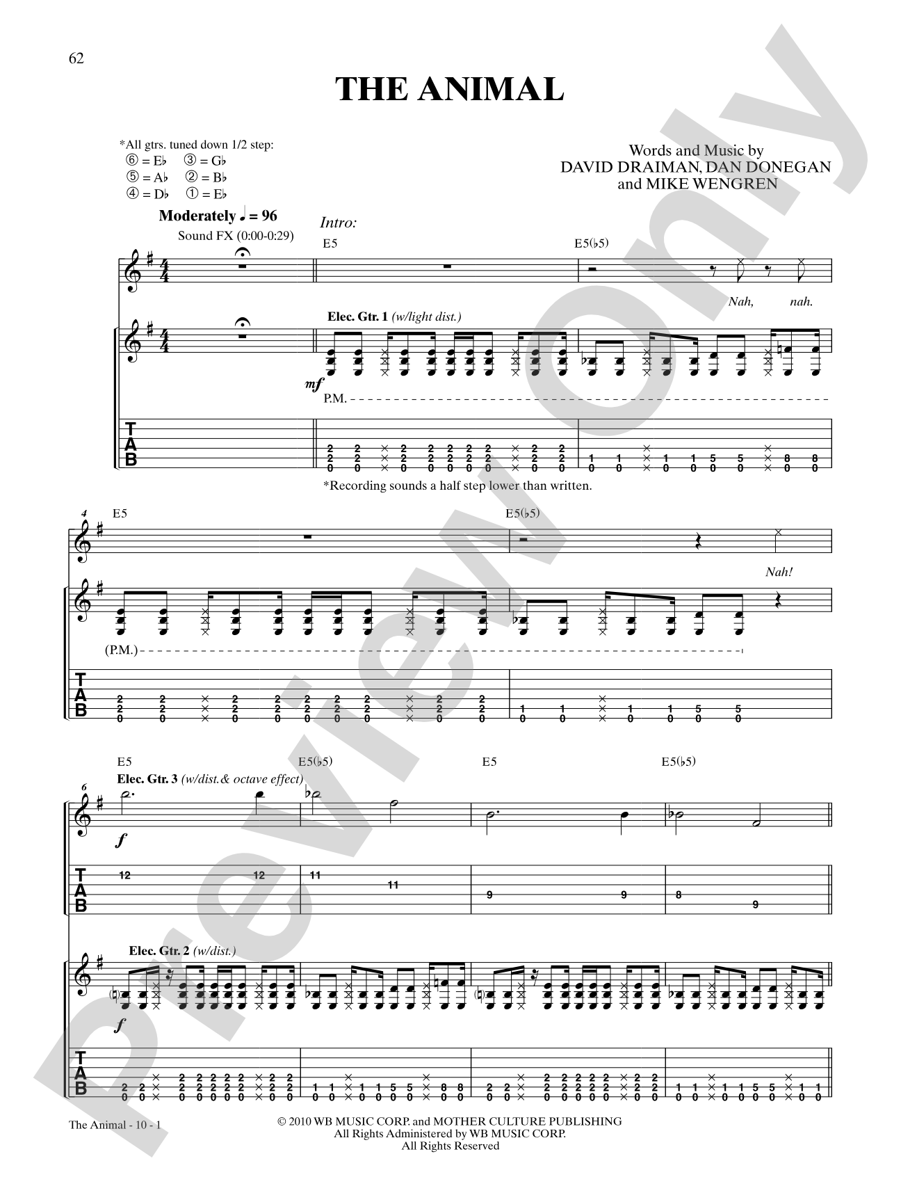 The Animal: Authentic Guitar TAB
