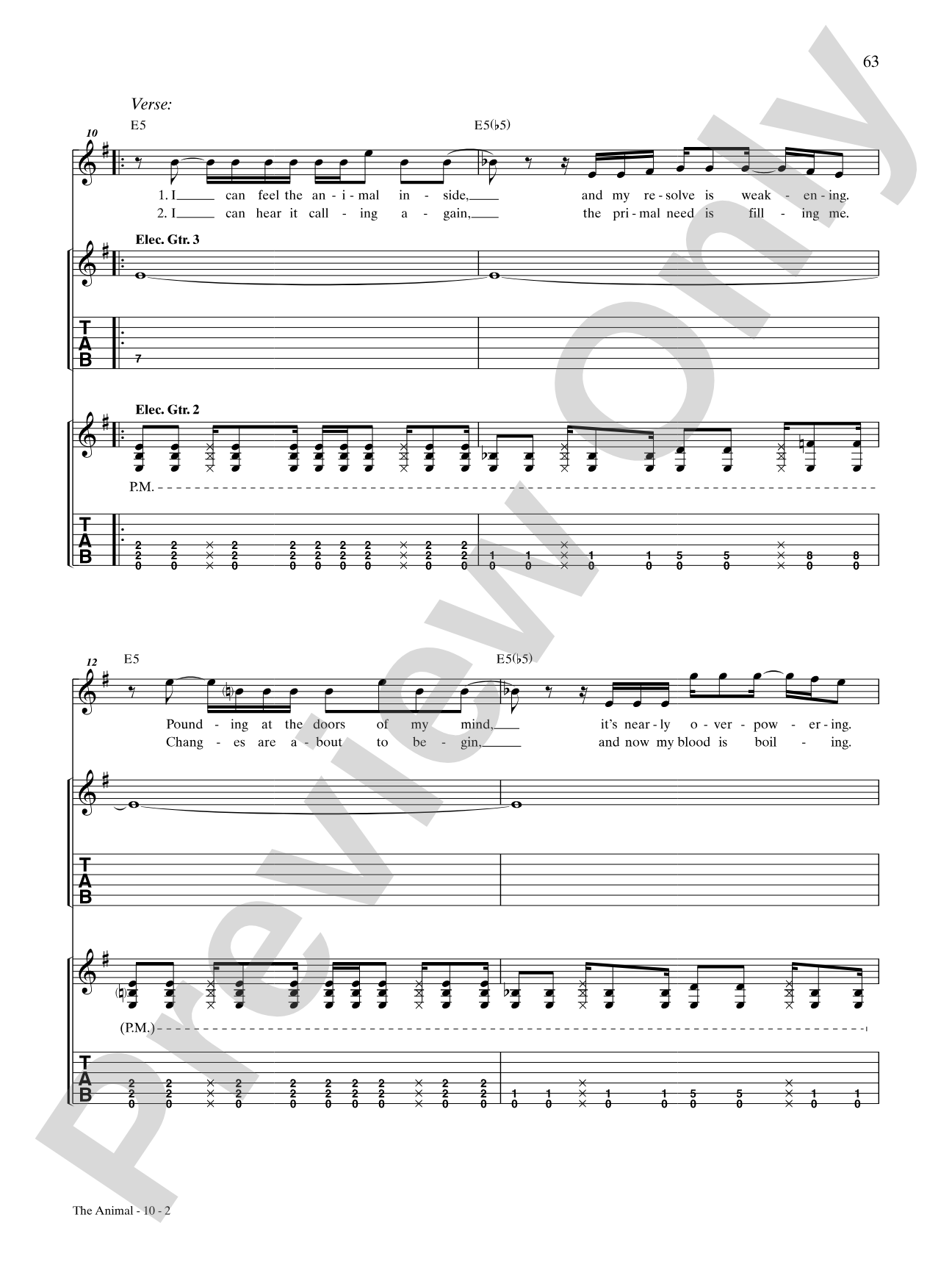 The Animal: Authentic Guitar TAB