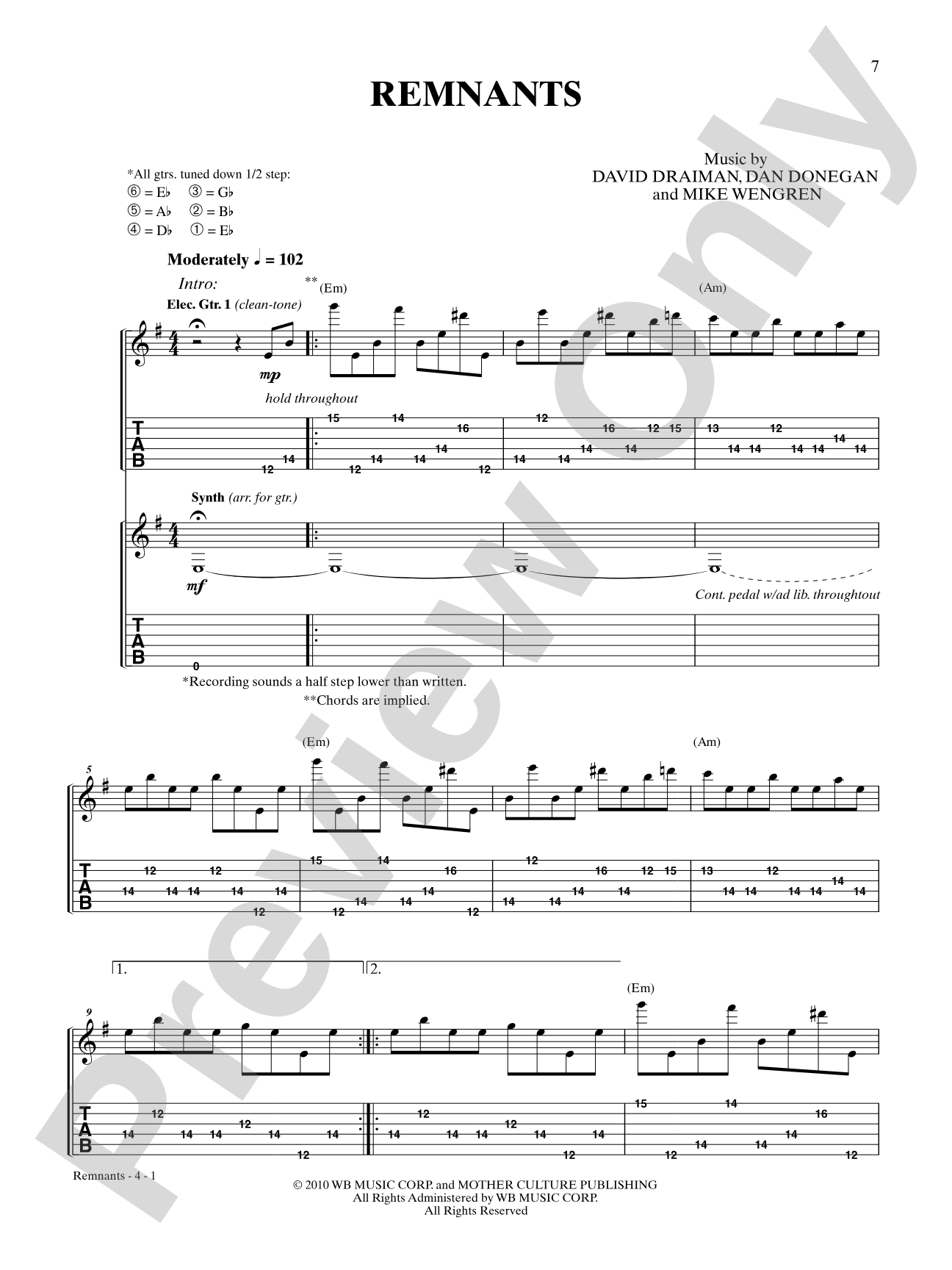 Remnants: Authentic Guitar TAB