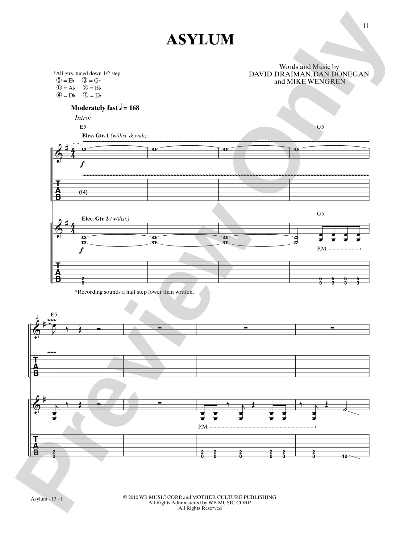 Asylum: Authentic Guitar TAB