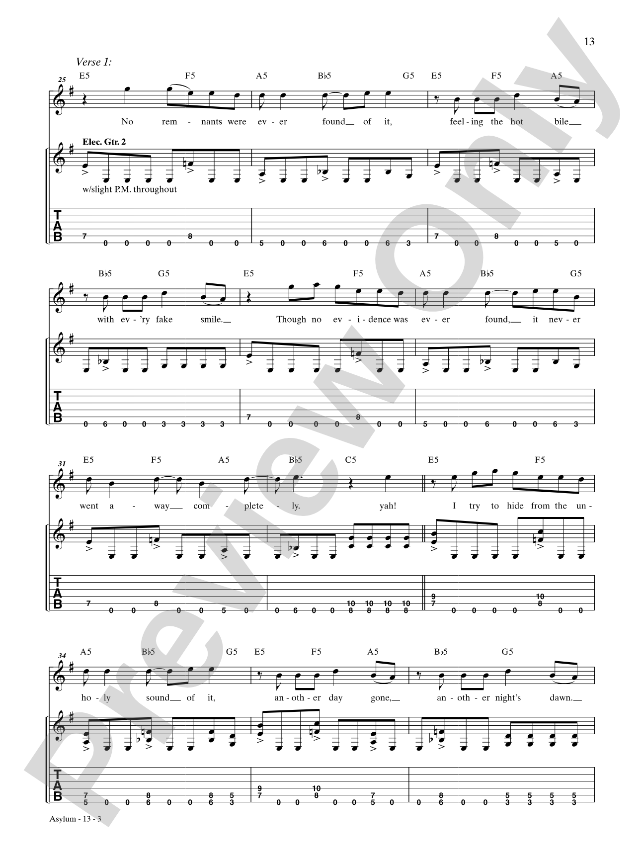 Asylum: Authentic Guitar TAB