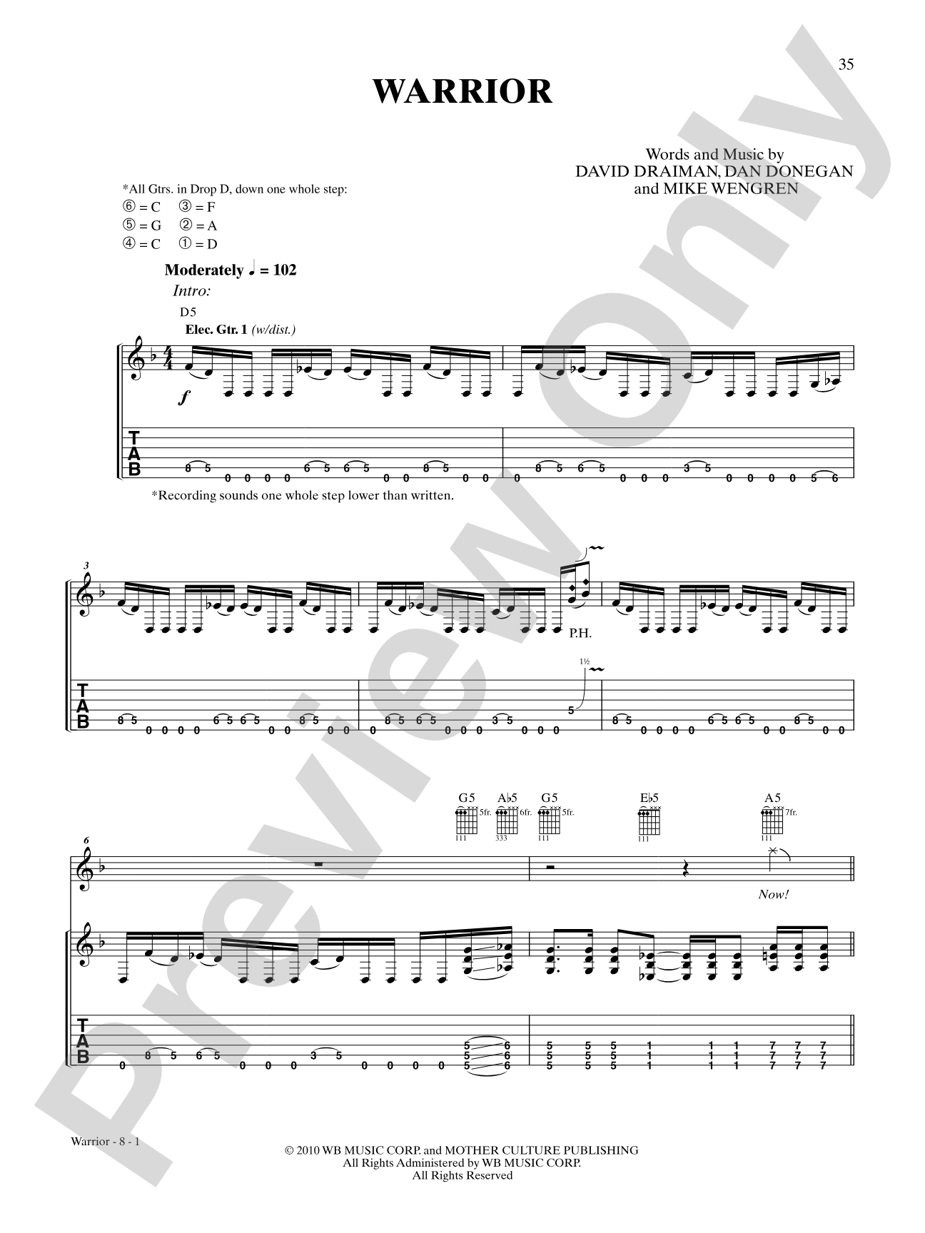 Warrior: Authentic Guitar TAB