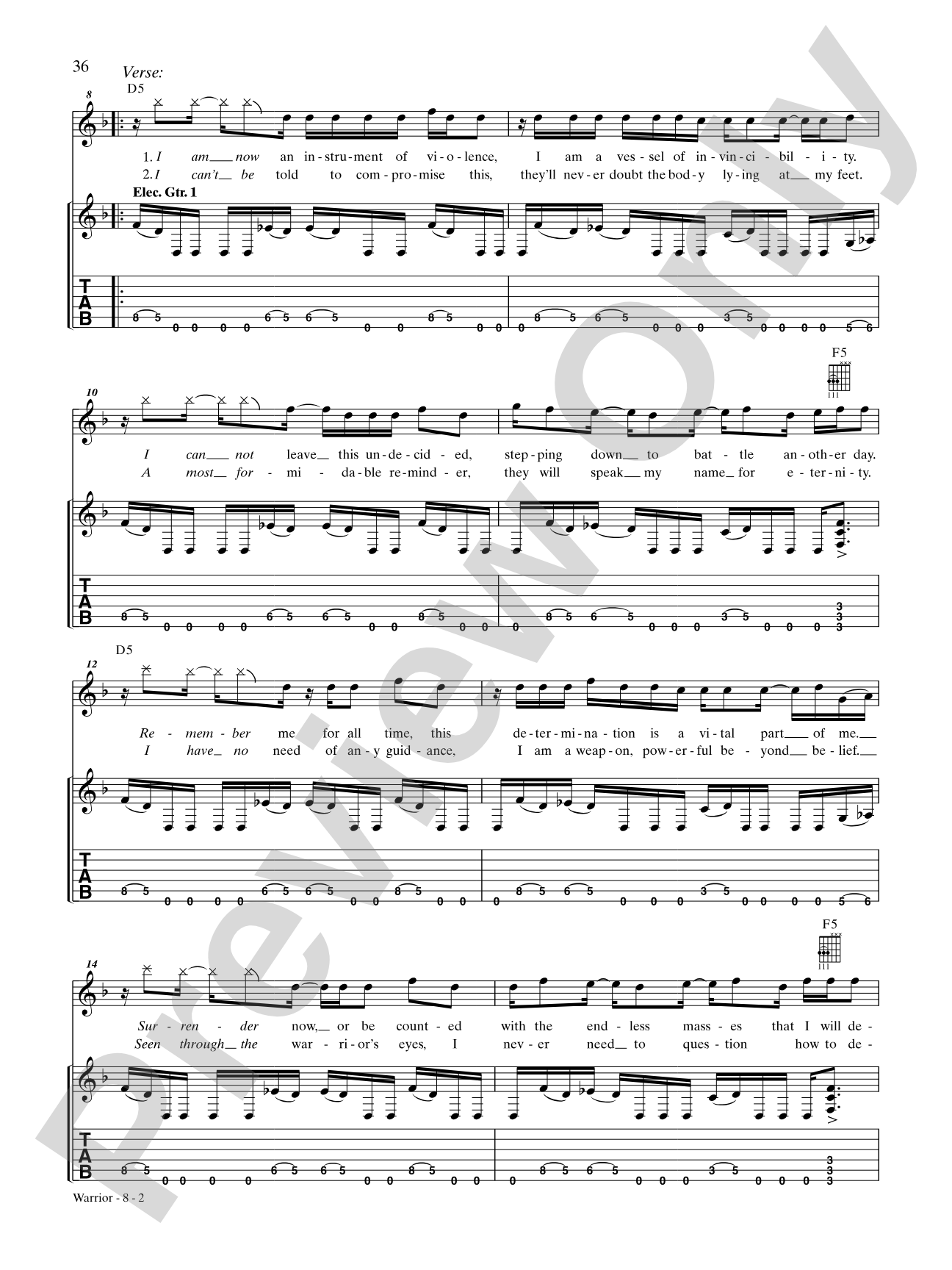 Warrior: Authentic Guitar TAB