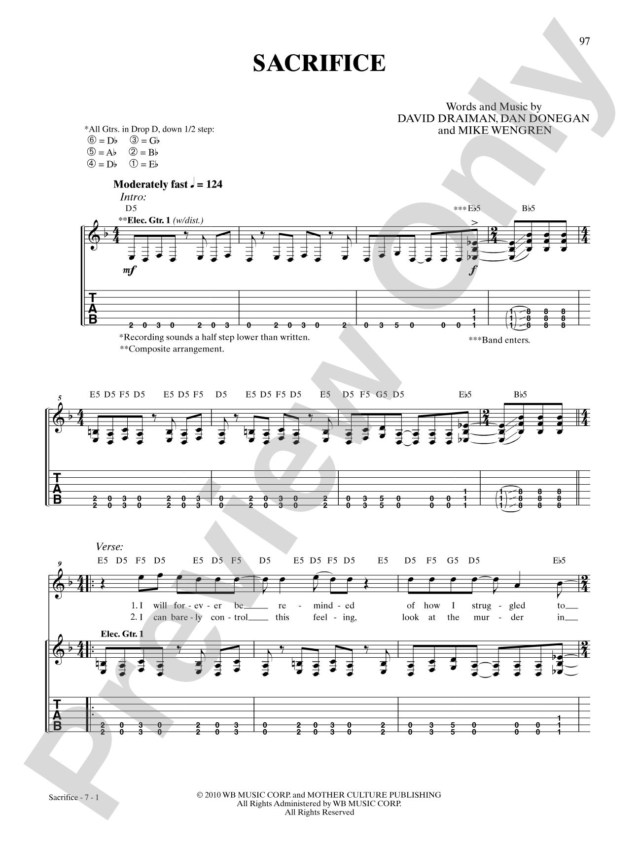 Sacrifice: Authentic Guitar TAB