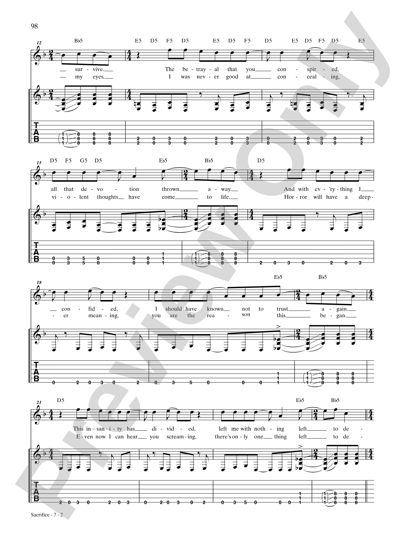 Sacrifice: Authentic Guitar TAB