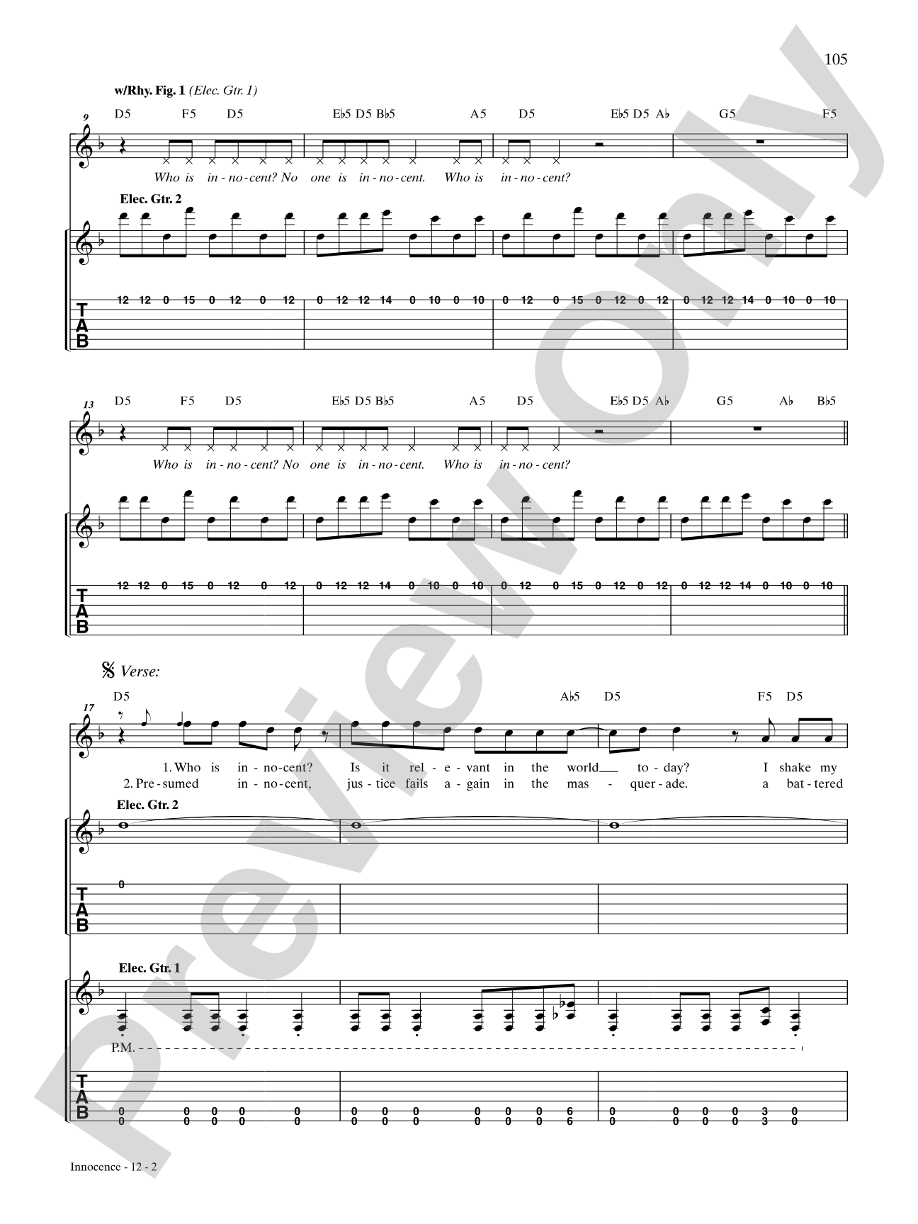Innocence: Authentic Guitar TAB