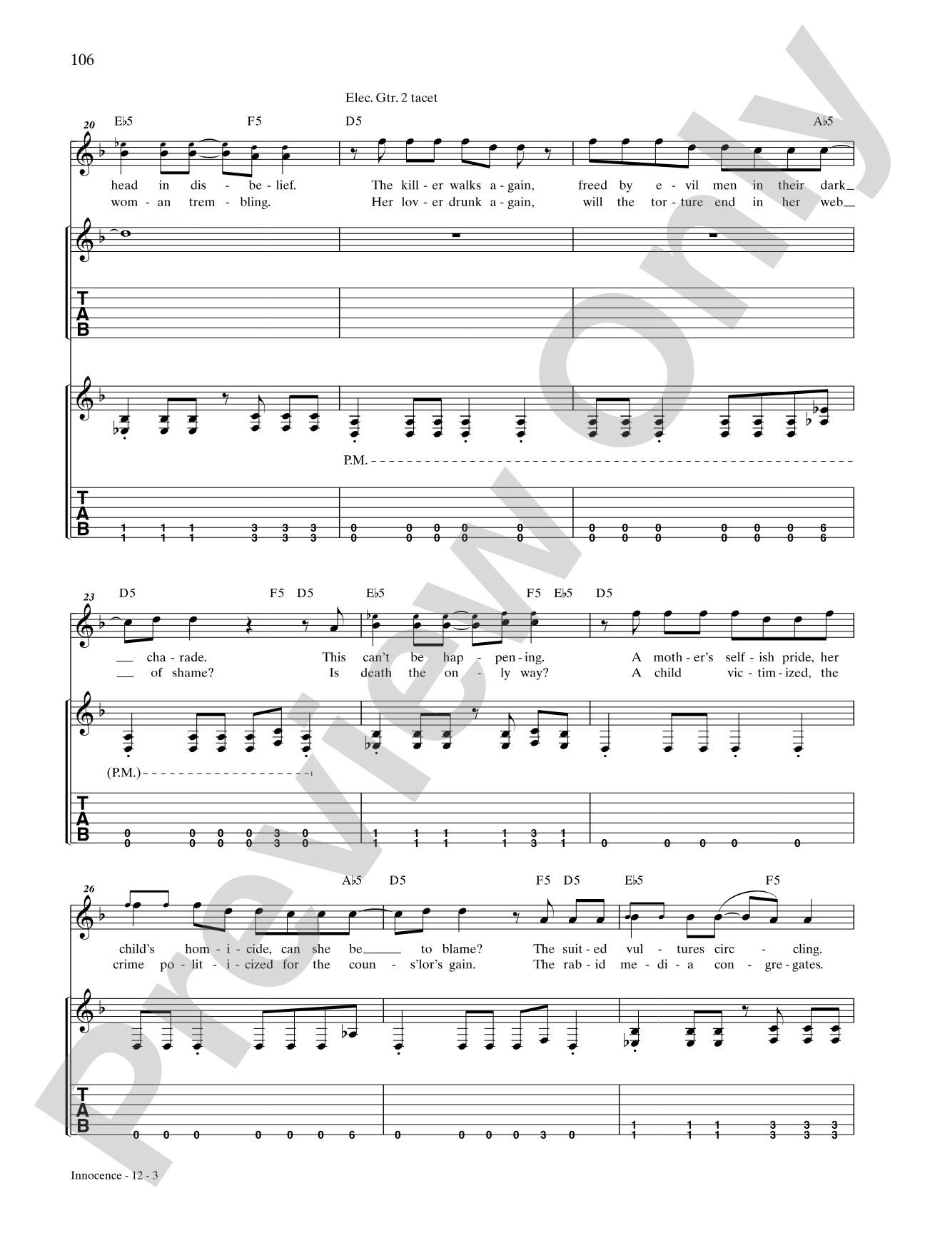 Innocence: Authentic Guitar TAB