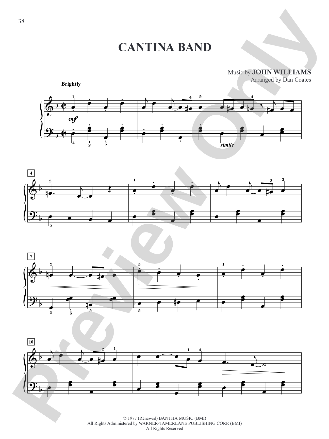 Cantina Band (from "Star Wars Episode IV: A New Hope"): Easy Piano