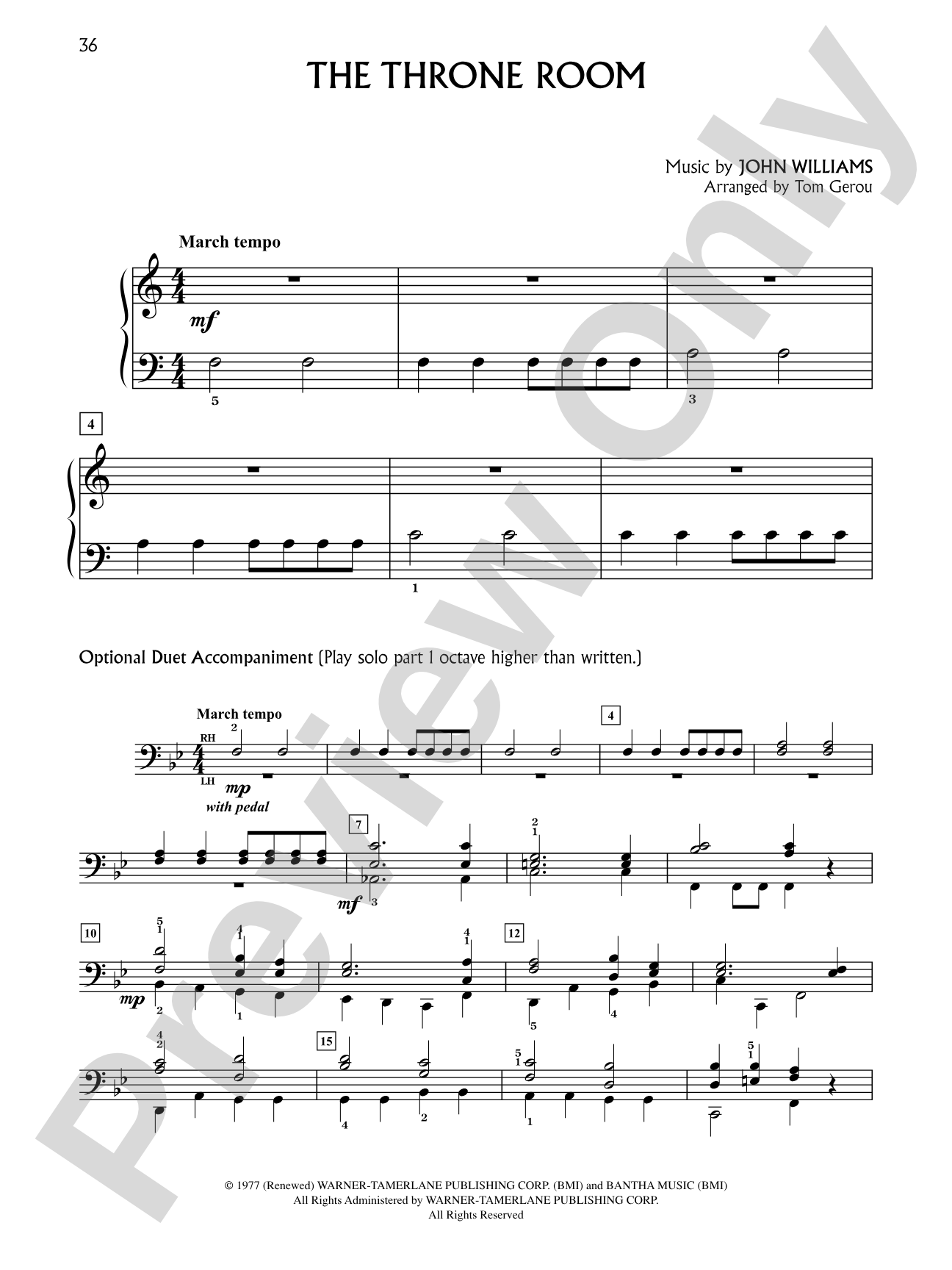The Throne Room (from "Star Wars"): Five Finger Piano