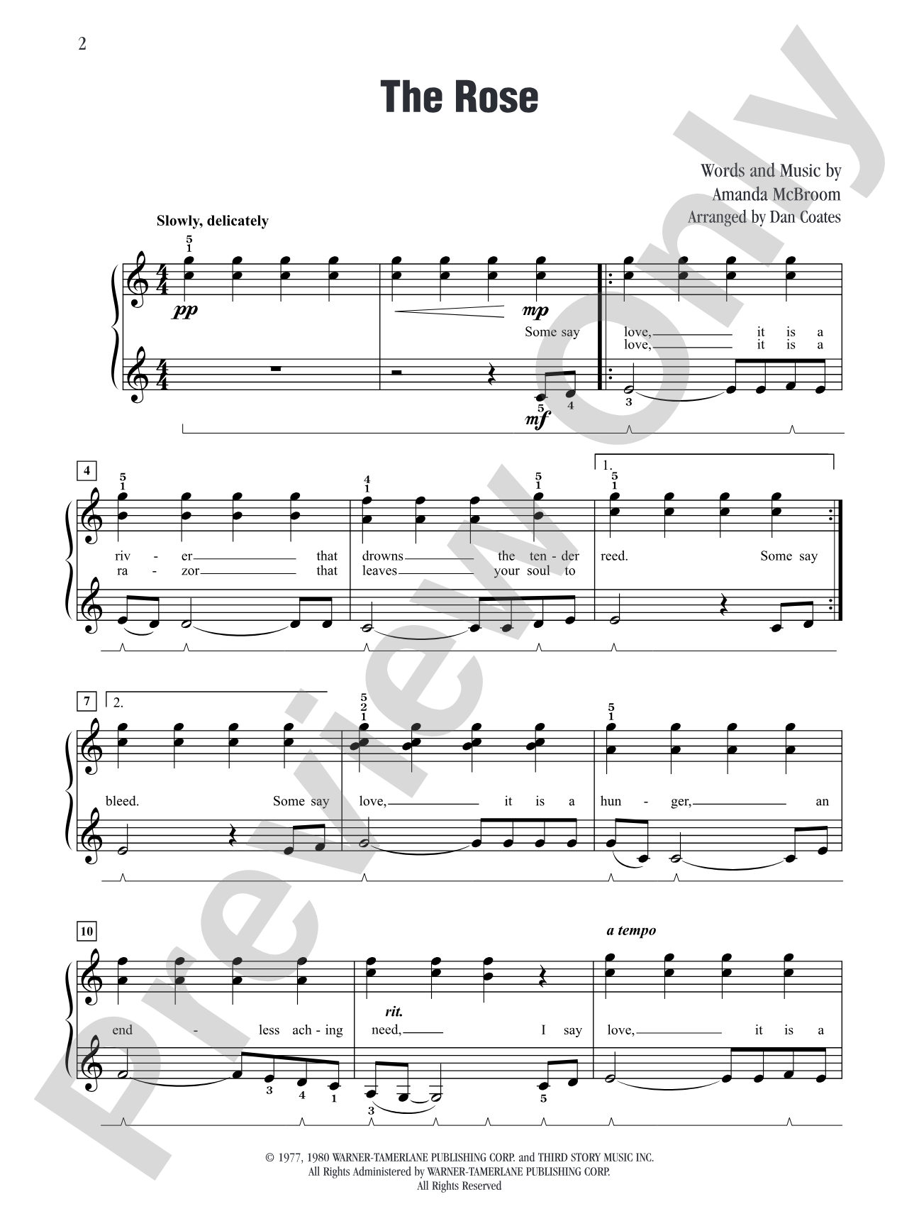 The Rose (from "The Rose"): Piano