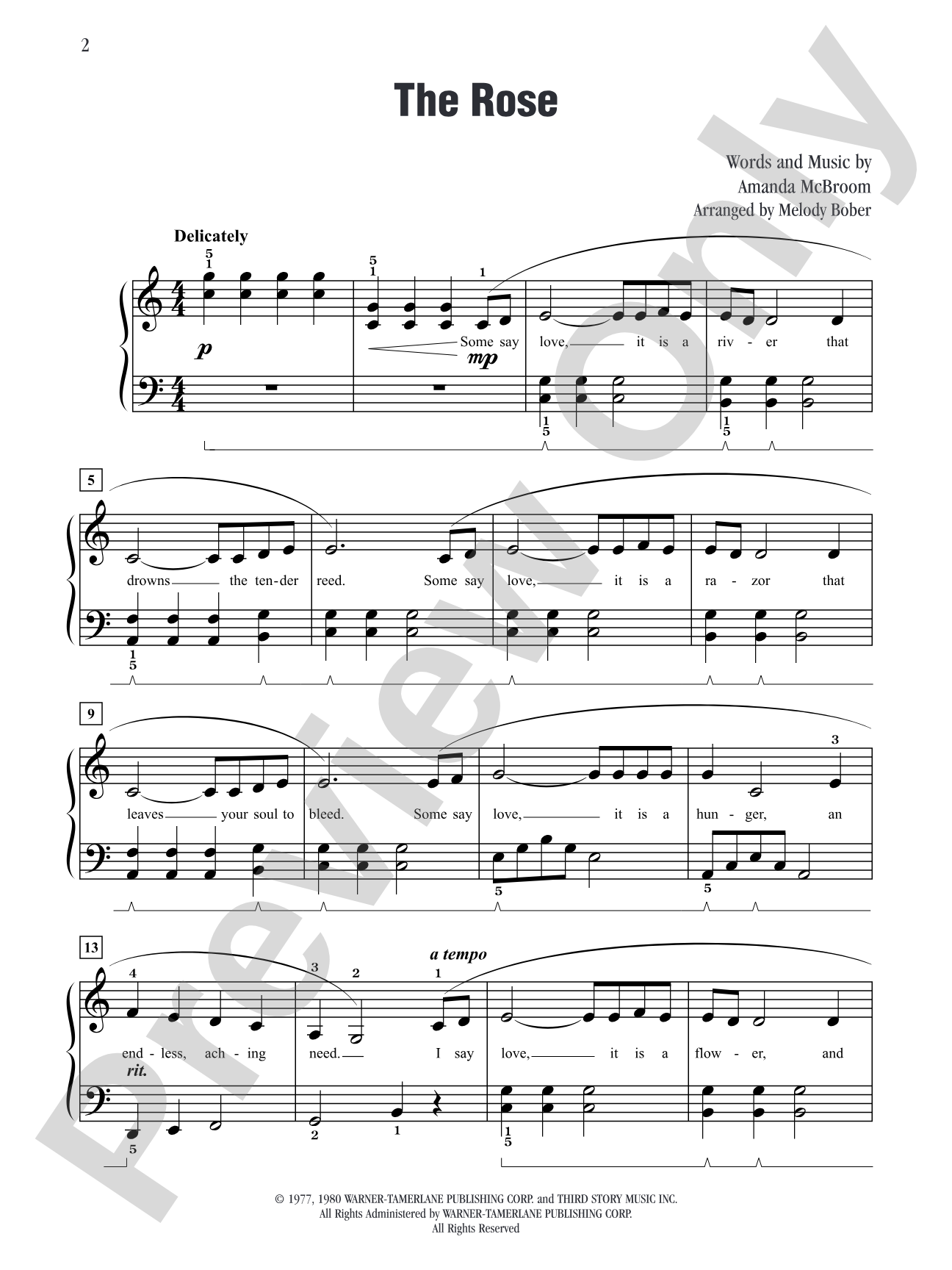 The Rose (from "The Rose"): Piano