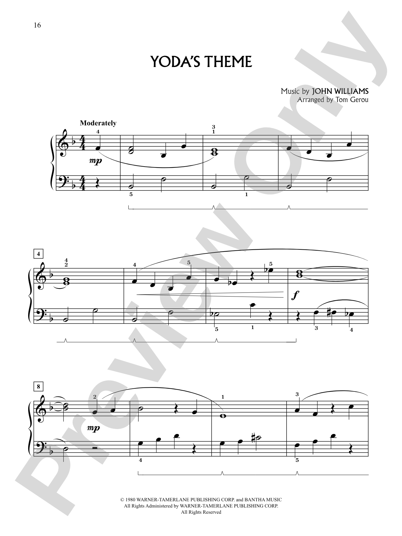 Yoda's Theme (from "Star Wars Episode V: The Empire Strikes Back"): Big Note Piano