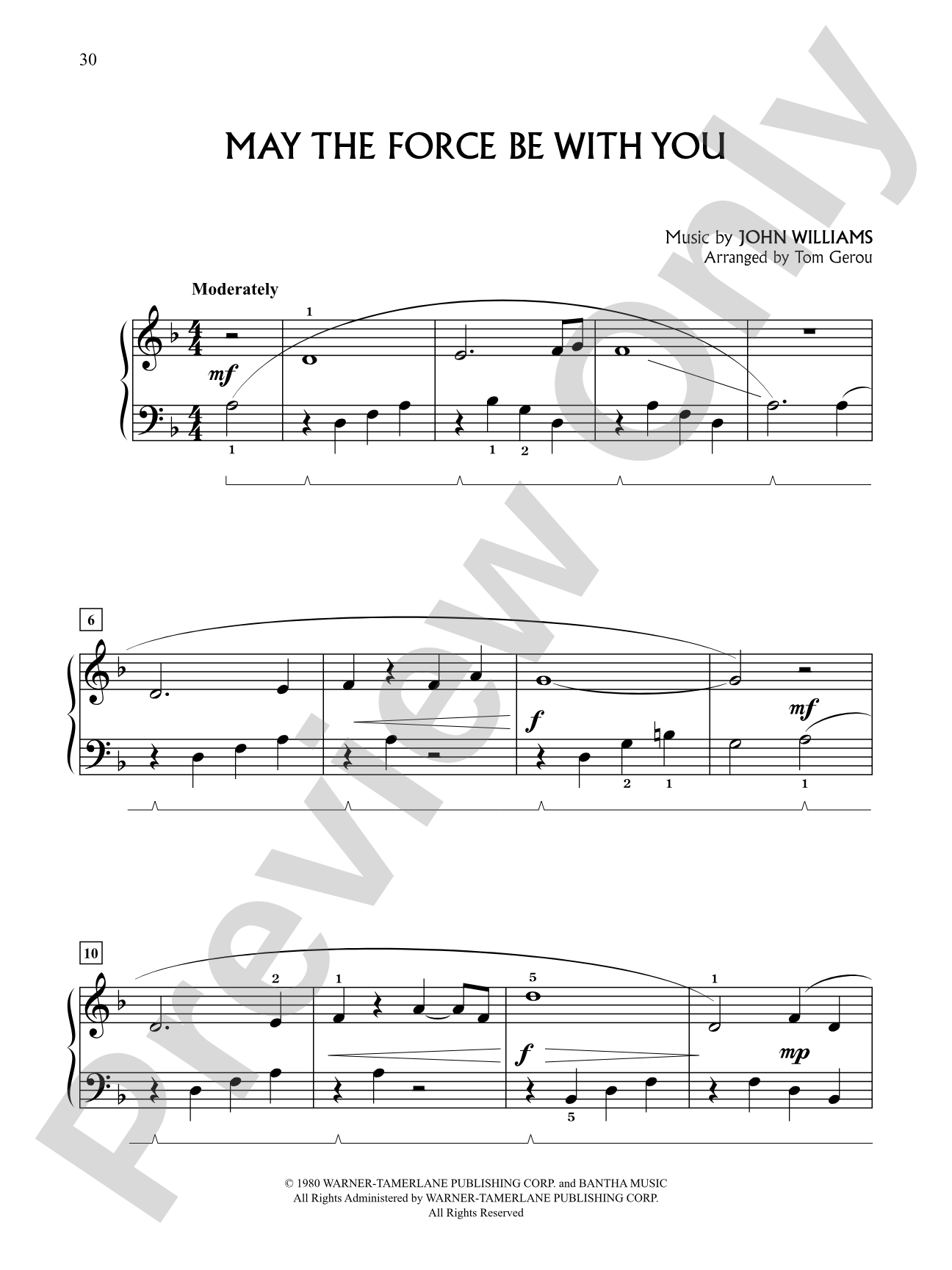 May the Force Be With You (from "Star Wars Episode V: The Empire Strikes Back"): Big Note Piano