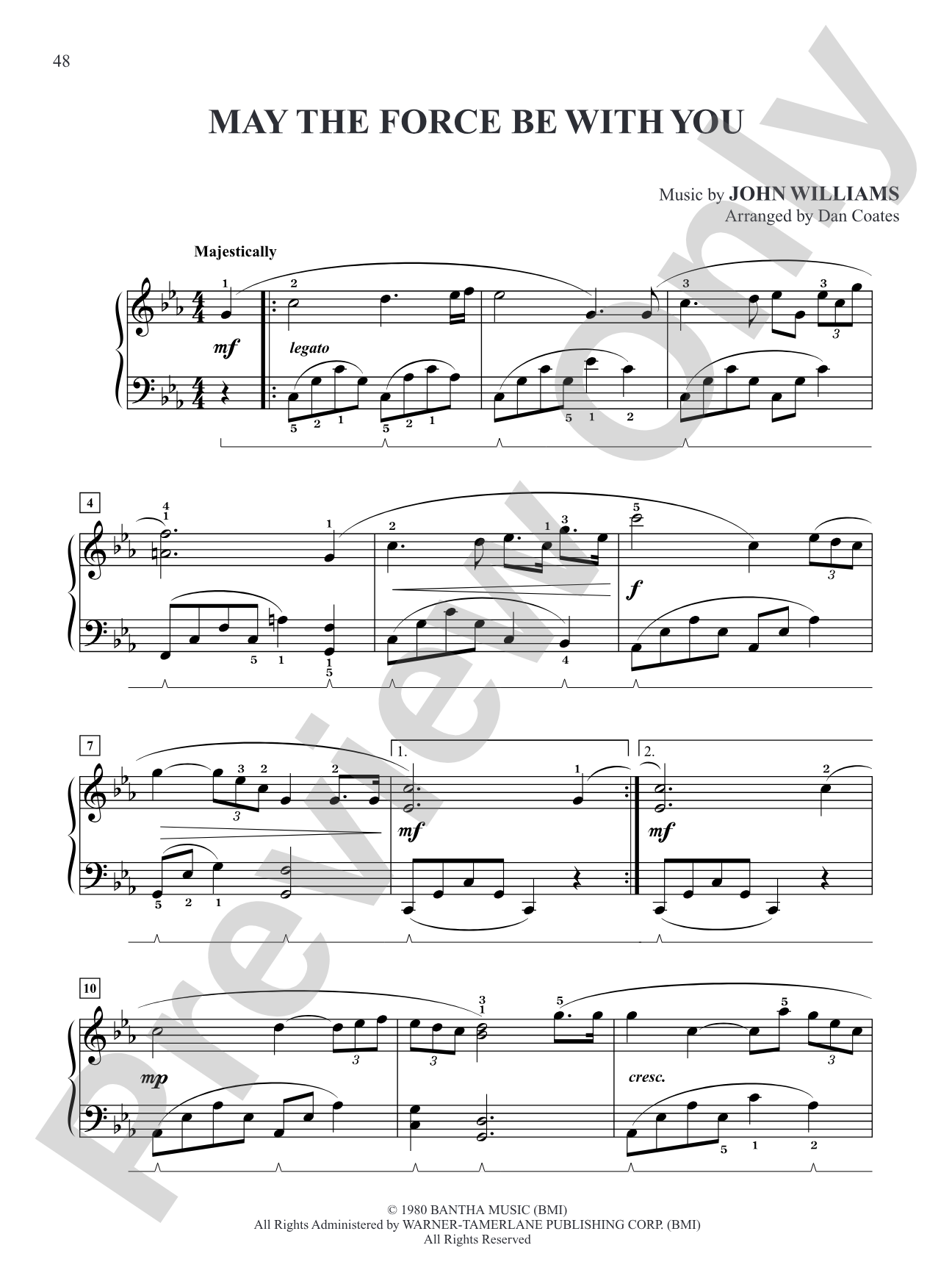 May the Force Be With You (from "Star Wars Episode V: The Empire Strikes Back"): Easy Piano