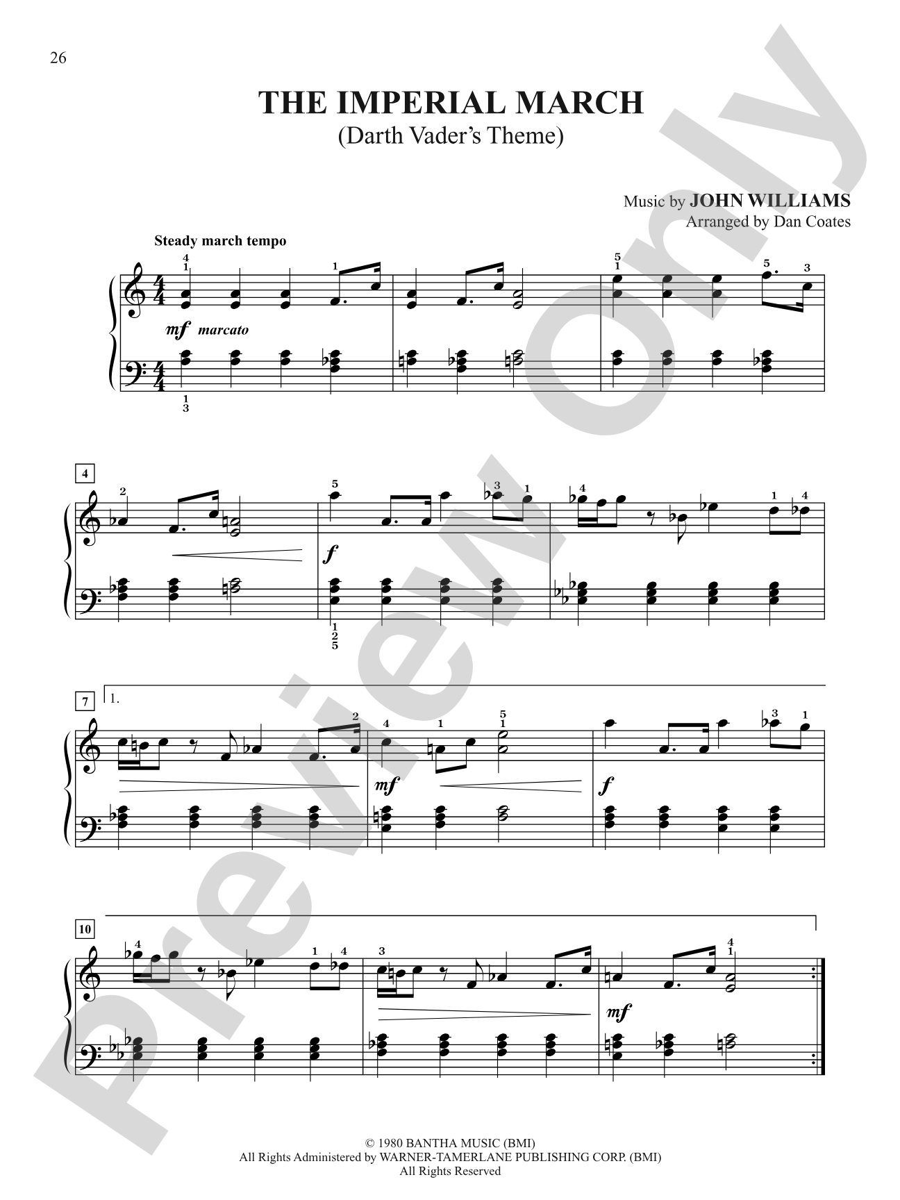 Imperial March ("Darth Vader's Theme") (from "Star Wars Episode V: The Empire Strikes Back"): Easy Piano