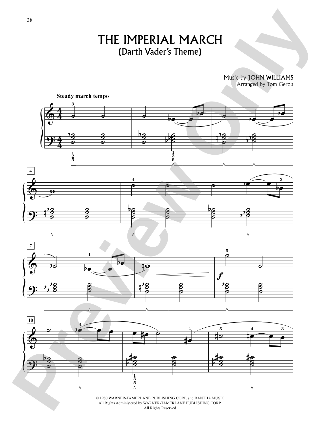 Imperial March ("Darth Vader's Theme") (from "Star Wars Episode V: The Empire Strikes Back"): Big Note Piano