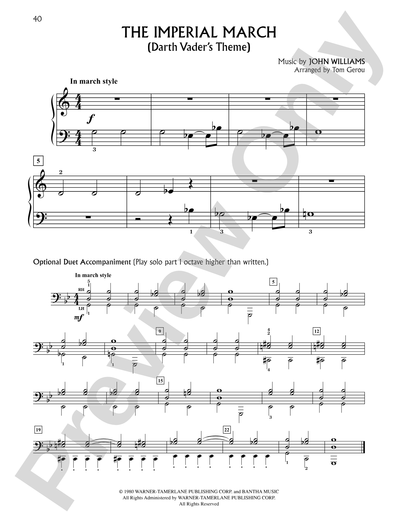 Imperial March ("Darth Vader's Theme") (from "Star Wars Episode V: The Empire Strikes Back"): Five Finger Piano