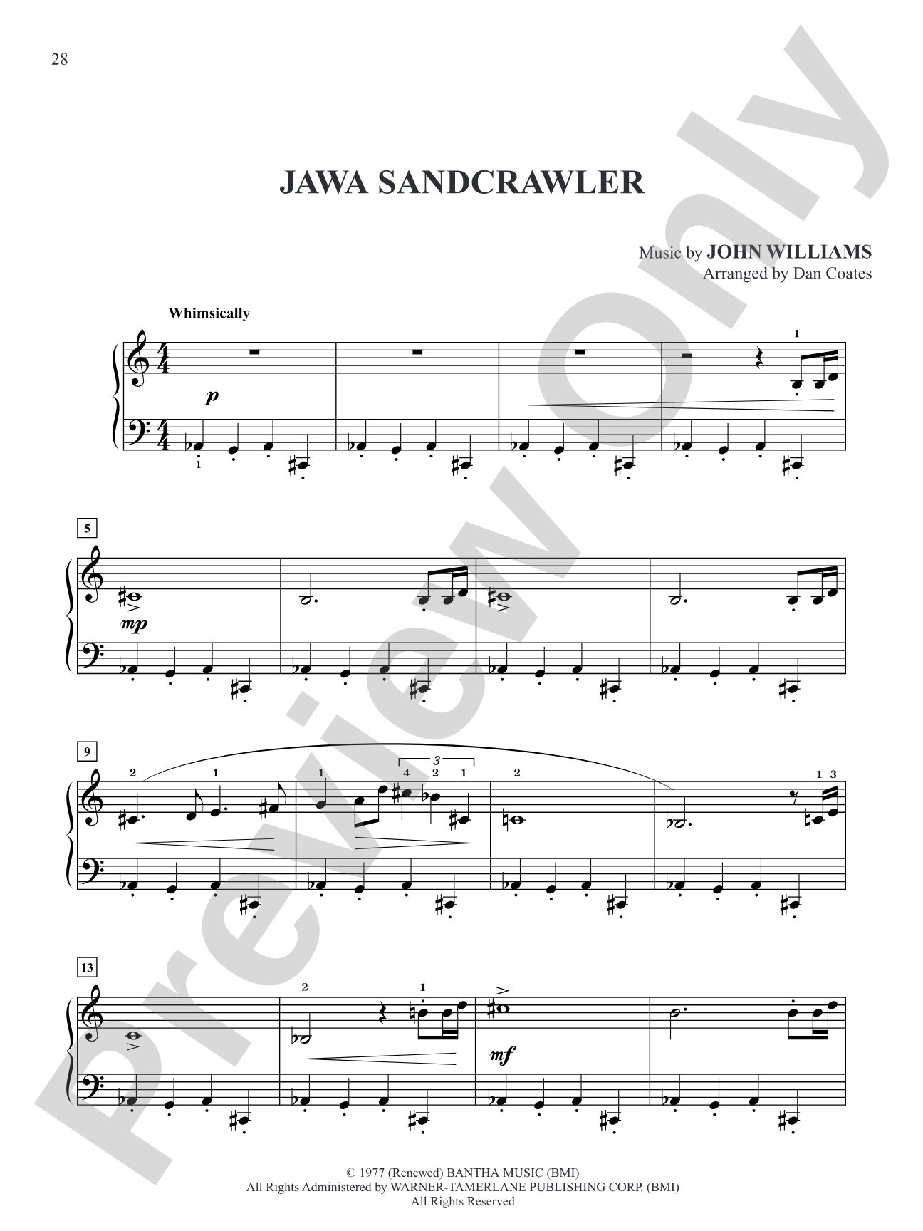 Jawa Sandcrawler (from "Star Wars Episode IV: A New Hope"): Easy Piano