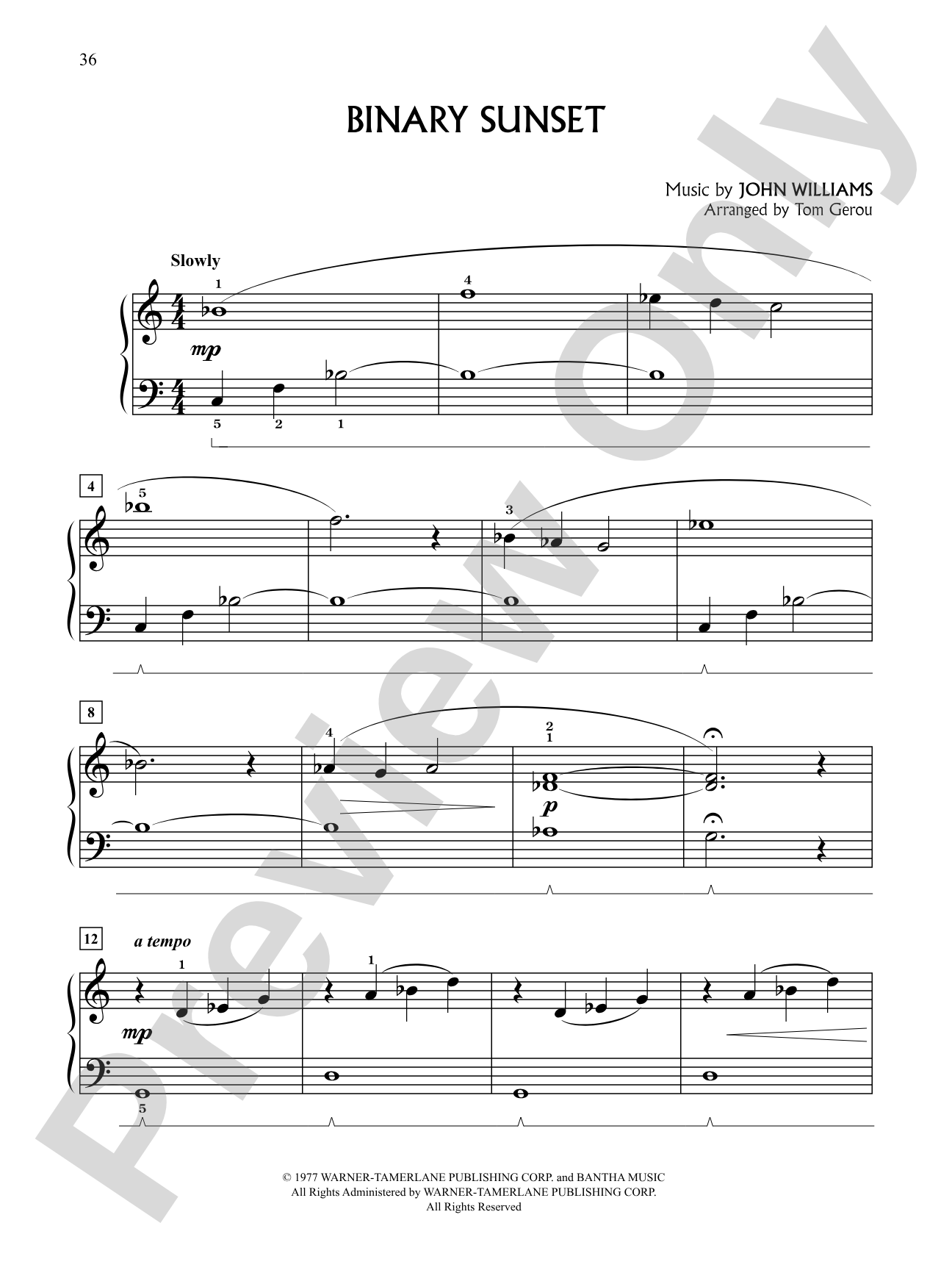 Binary Sunset (from "Star Wars Episode IV: A New Hope"): Big Note Piano