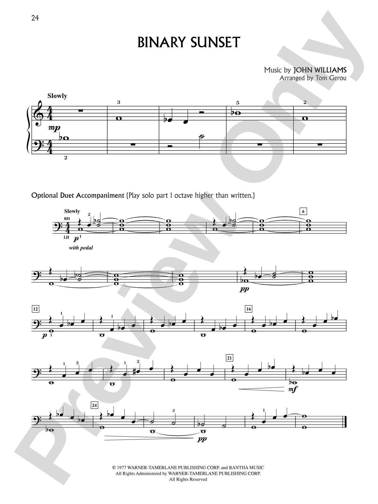 Binary Sunset (from "Star Wars Episode IV: A New Hope"): Five Finger Piano