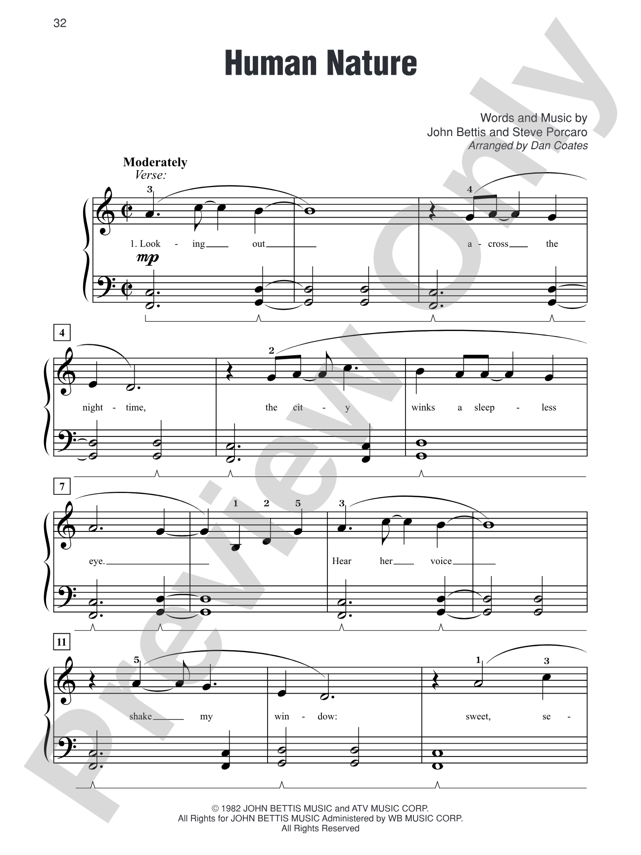 Human Nature: Easy Piano